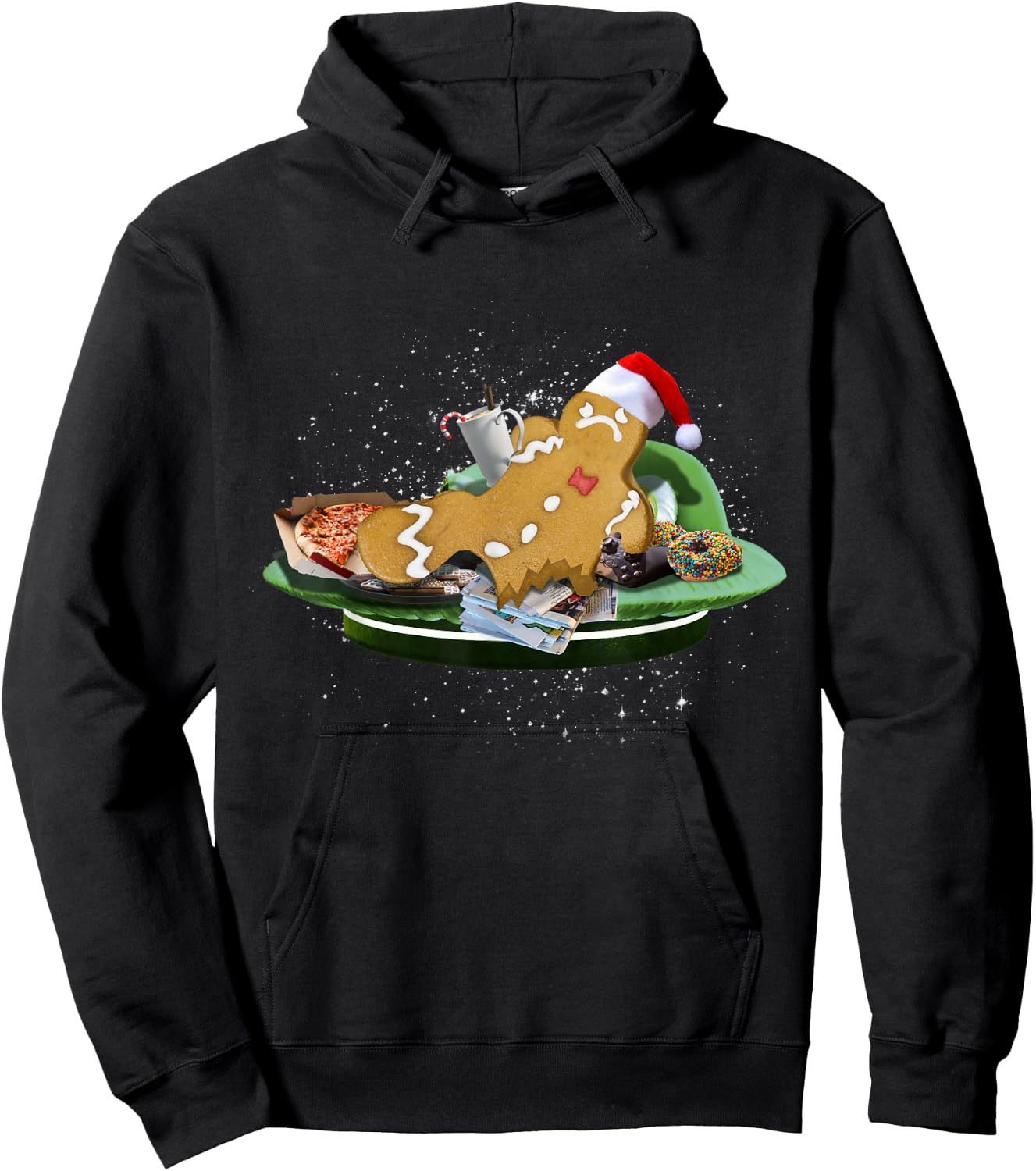 Random Galaxy One Legged Gingerbread Man Amputee Funny Christmas Black Small Hoodie - Hoodie | Black