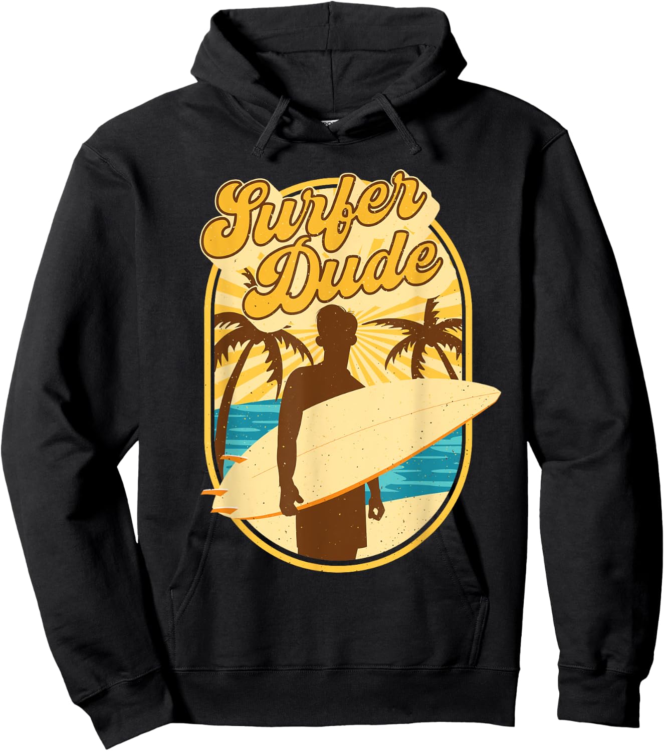 Surfer Dude - Surfing Surfboarding Lover Sunset Beach Waves Hoodie - Hoodie | Black