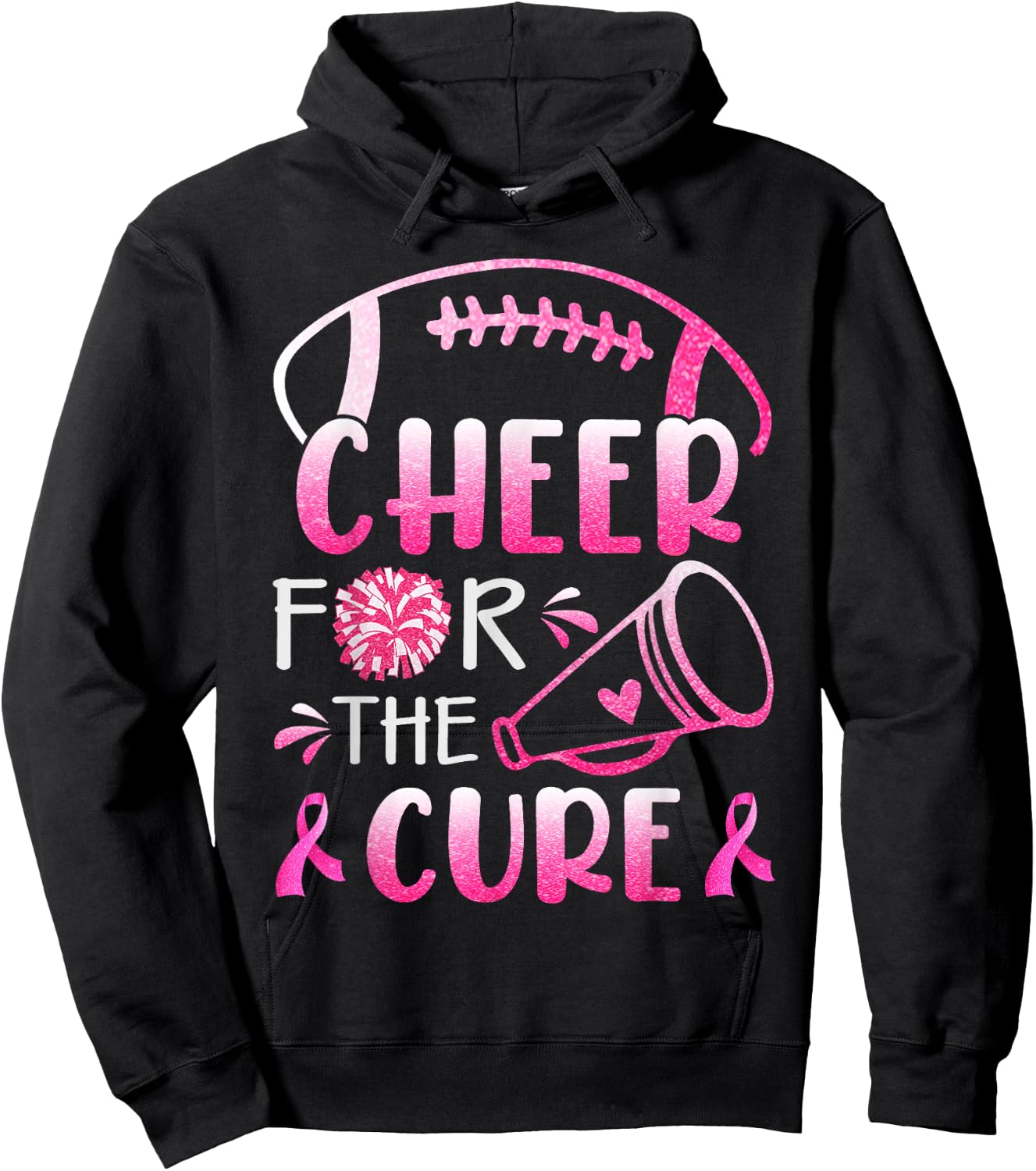 Breast Cancer Awareness Cheer For The Cure Hoodie - Hoodie | Black