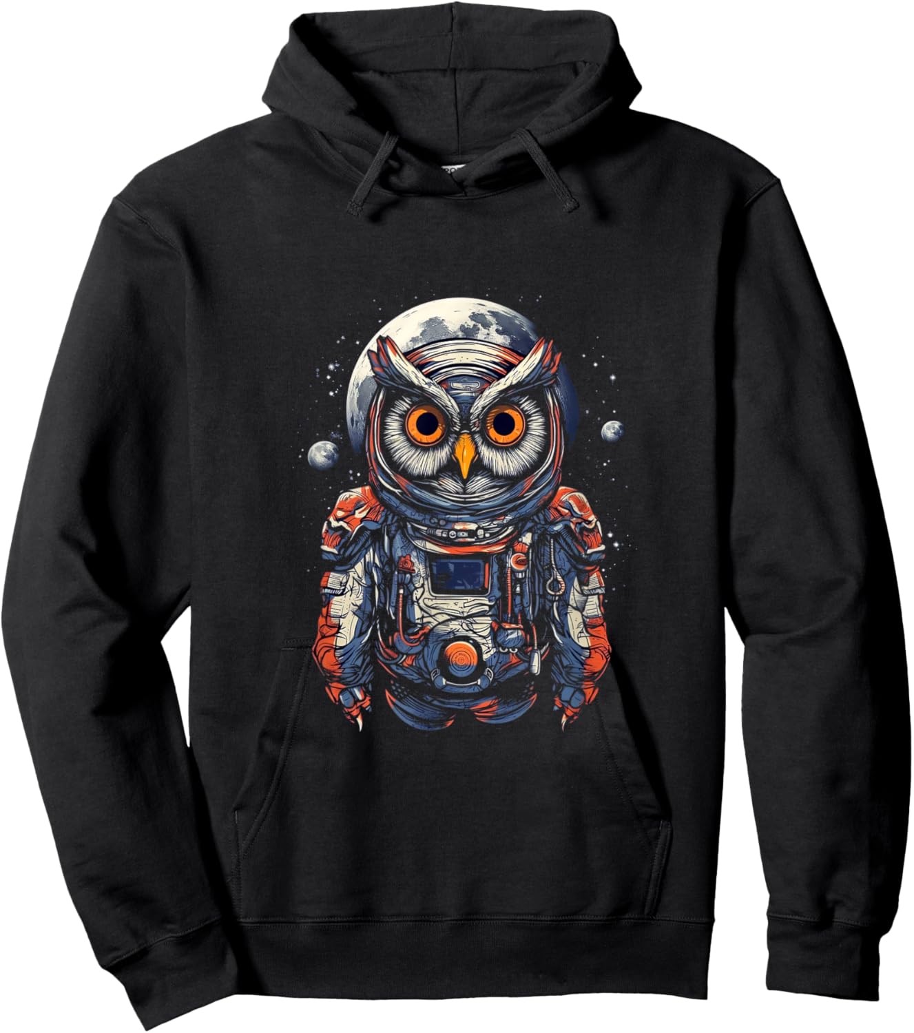 Astronaut Owl Cosmonaut Moon Space Bird Owls Lover Hoodie - Hoodie | Black