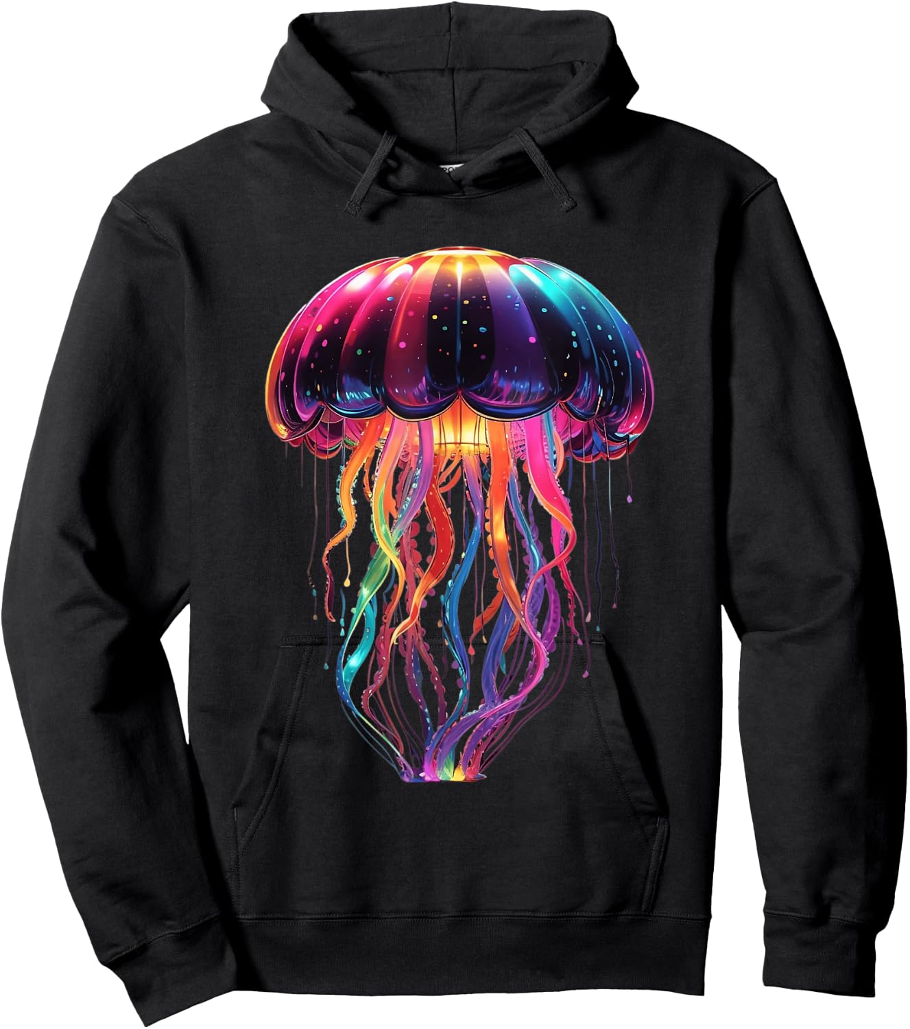 Glowing Rainbow Jellyfish Hoodie - Hoodie | Black