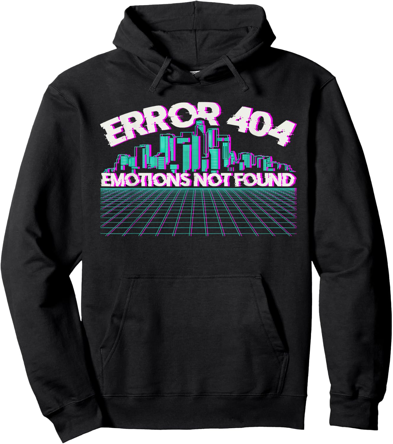 Error 404 Emotions Not Found Skyline Vaporwave Hoodie - Hoodie | Black