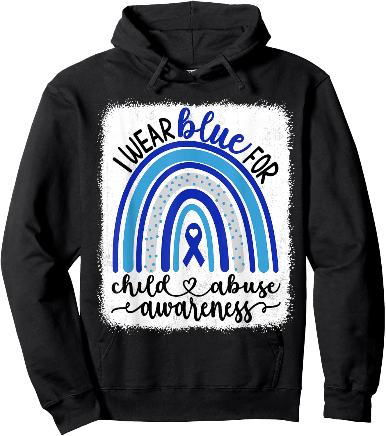 In April We Wear Blue Pinwheel Child Abuse Prevention Month Hoodie - Hoodie | Black