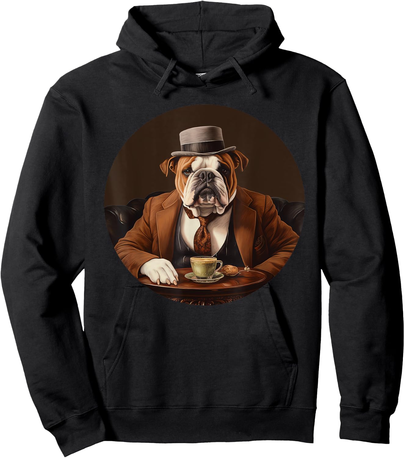English Bulldog English Gentleman Funny Dog Victorian Hoodie - Hoodie | Black
