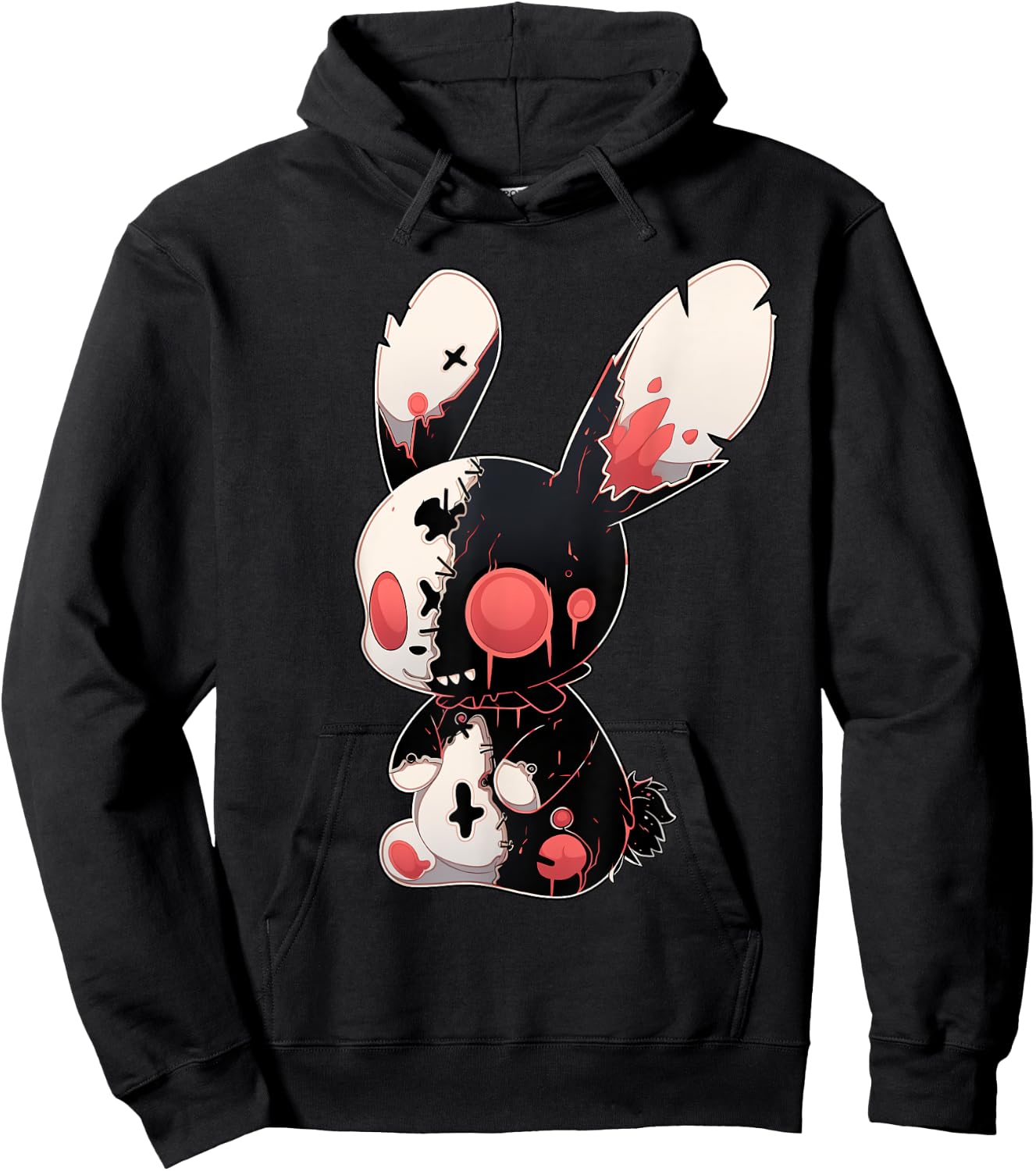 Goth Bunny Kawaii Rabbit Cute E-Girl Gothic Outfit Grunge Hoodie - Hoodie | Black