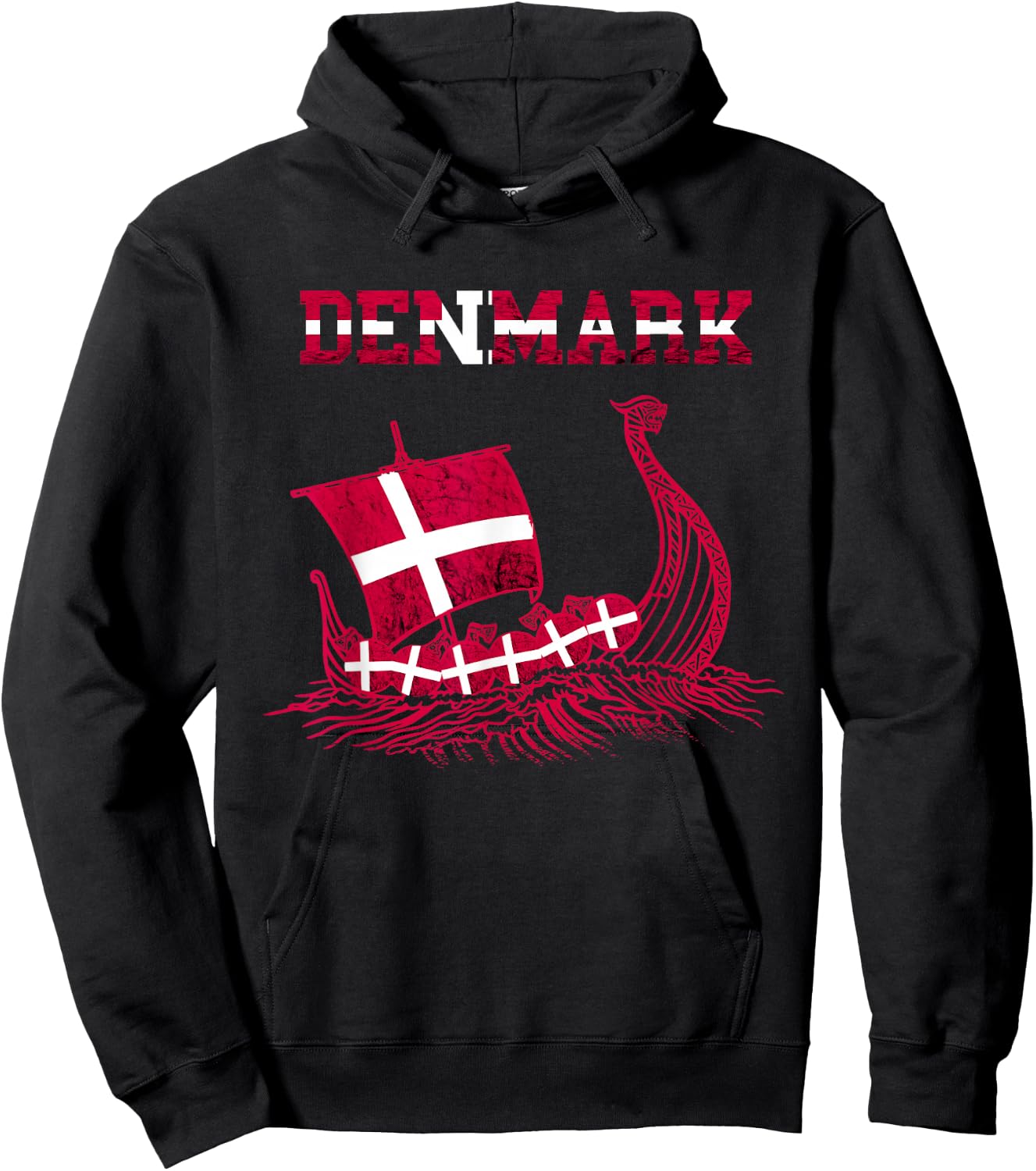 Denmark Viking Ship Danish Flag Dansk Danish Pride Danes Hoodie - Hoodie | Black