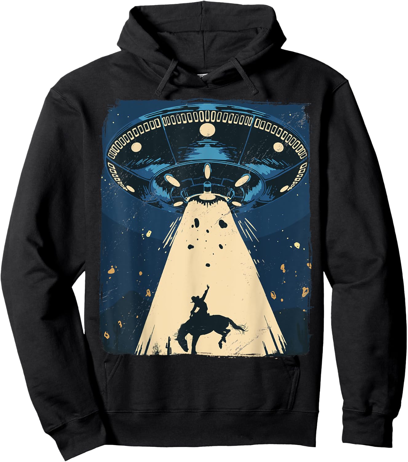 Alien Abduction Outer Space Western Rodeo Cowboy Hoodie - Hoodie | Black