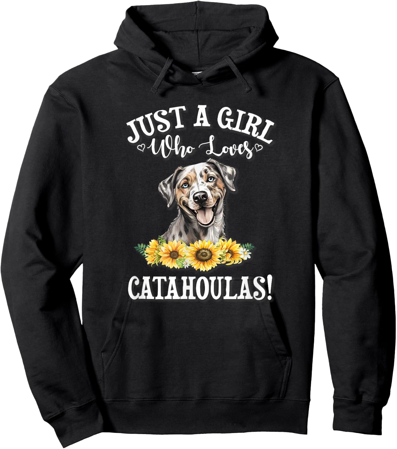 Flowers Just A Girl Who Loves Catahoula Leopard Dogs Hoodie - Hoodie | Black