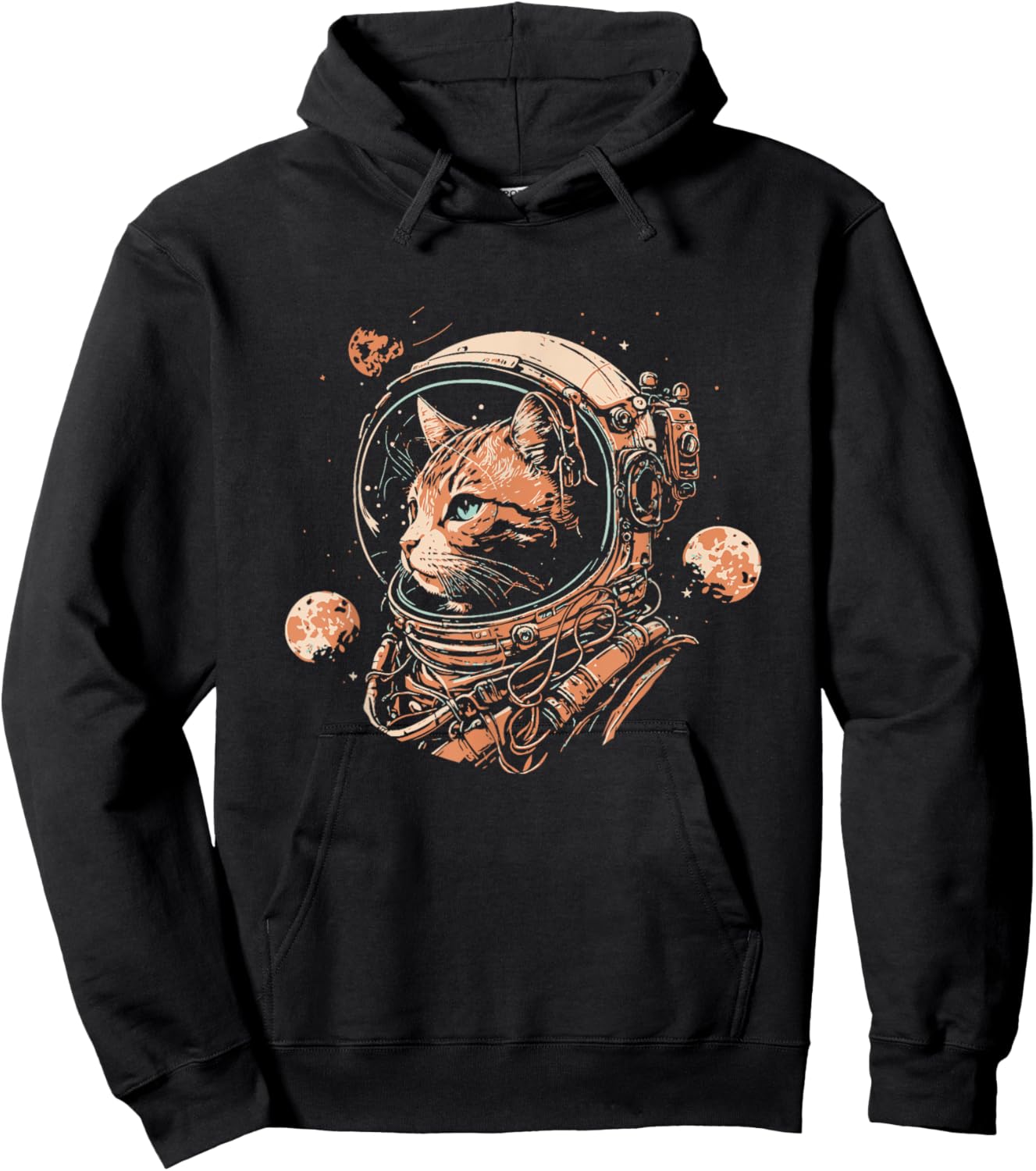 Space Cat in Astronaut Helmet Costume Cute Cat Lover Hoodie - Hoodie | Black