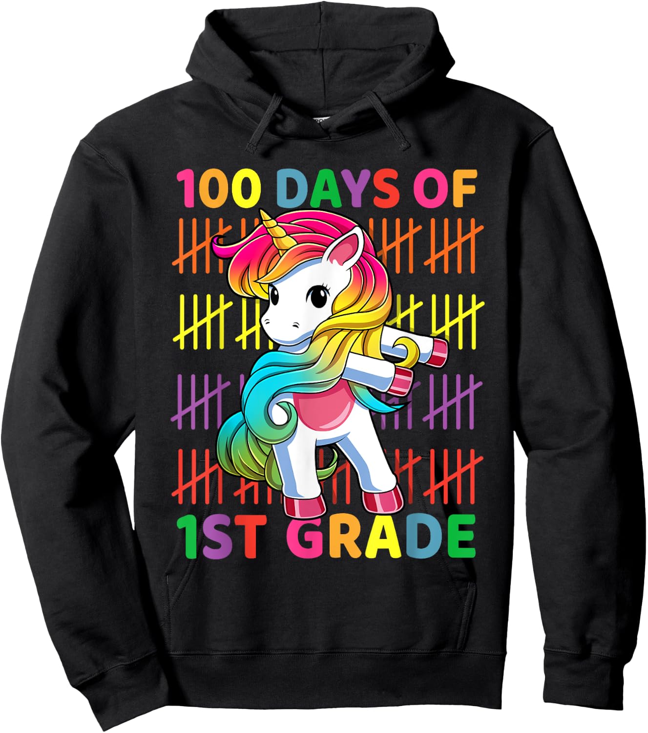 100 Days of 1st Grade Unicorn Flossing 100th Day Of School Hoodie - Hoodie | Black