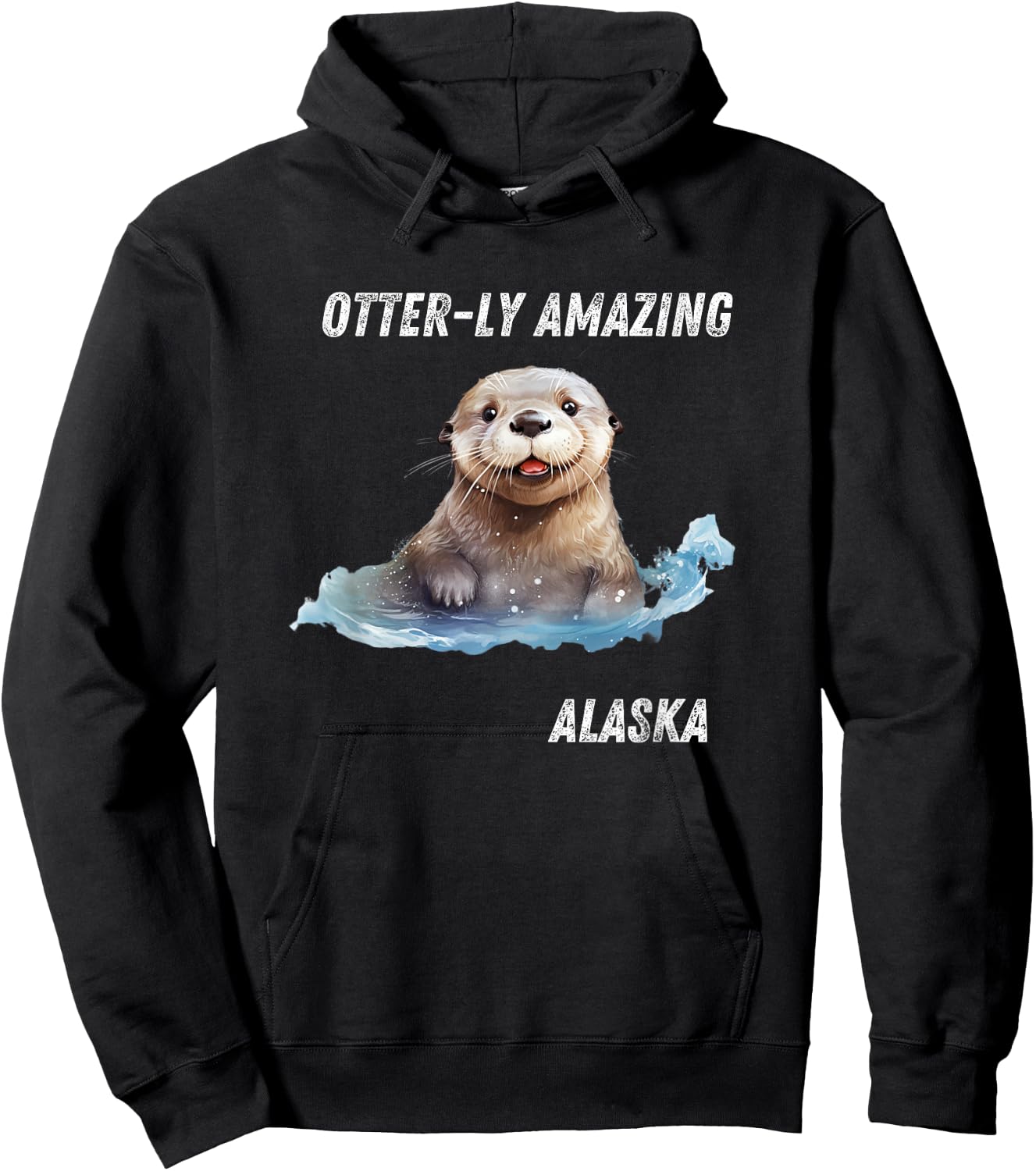 Otter-ly Amazing Alaska: Adorable Otter Graphic Souvenir Hoodie - Hoodie | Black