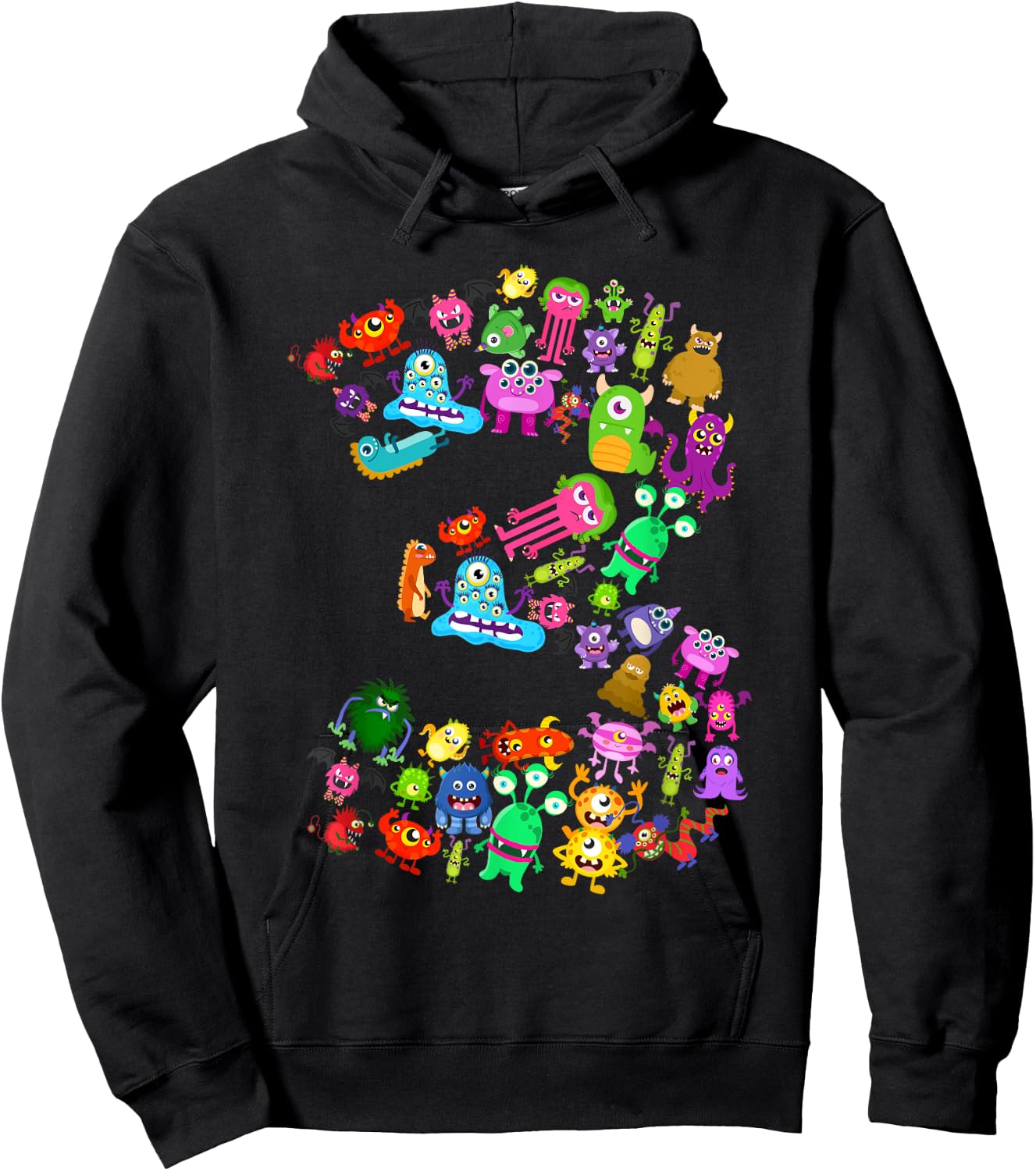 Little Monster 3 Three Years Old 3rd Birthday Party Monsters Hoodie - Hoodie | Black