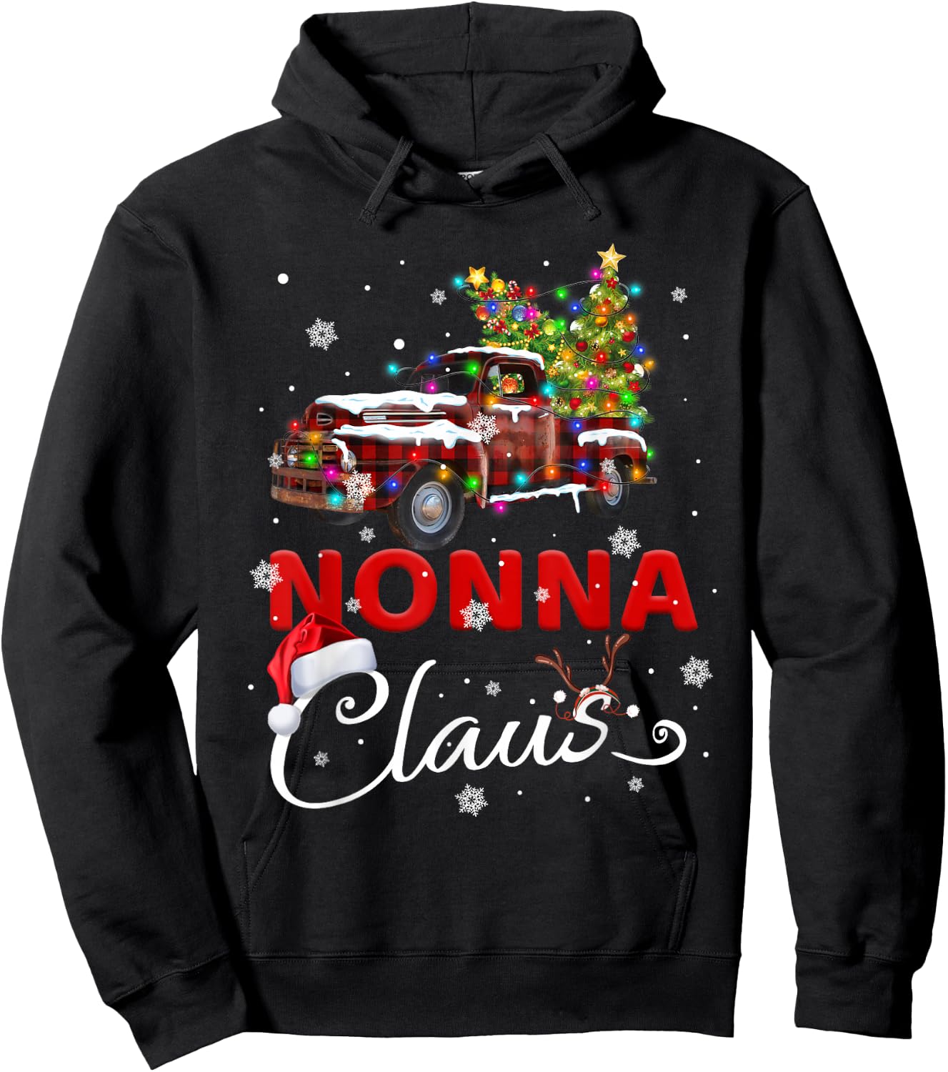 Nonna Claus Truck Santa Christmas Family Santa Men Women Hoodie - Hoodie | Black