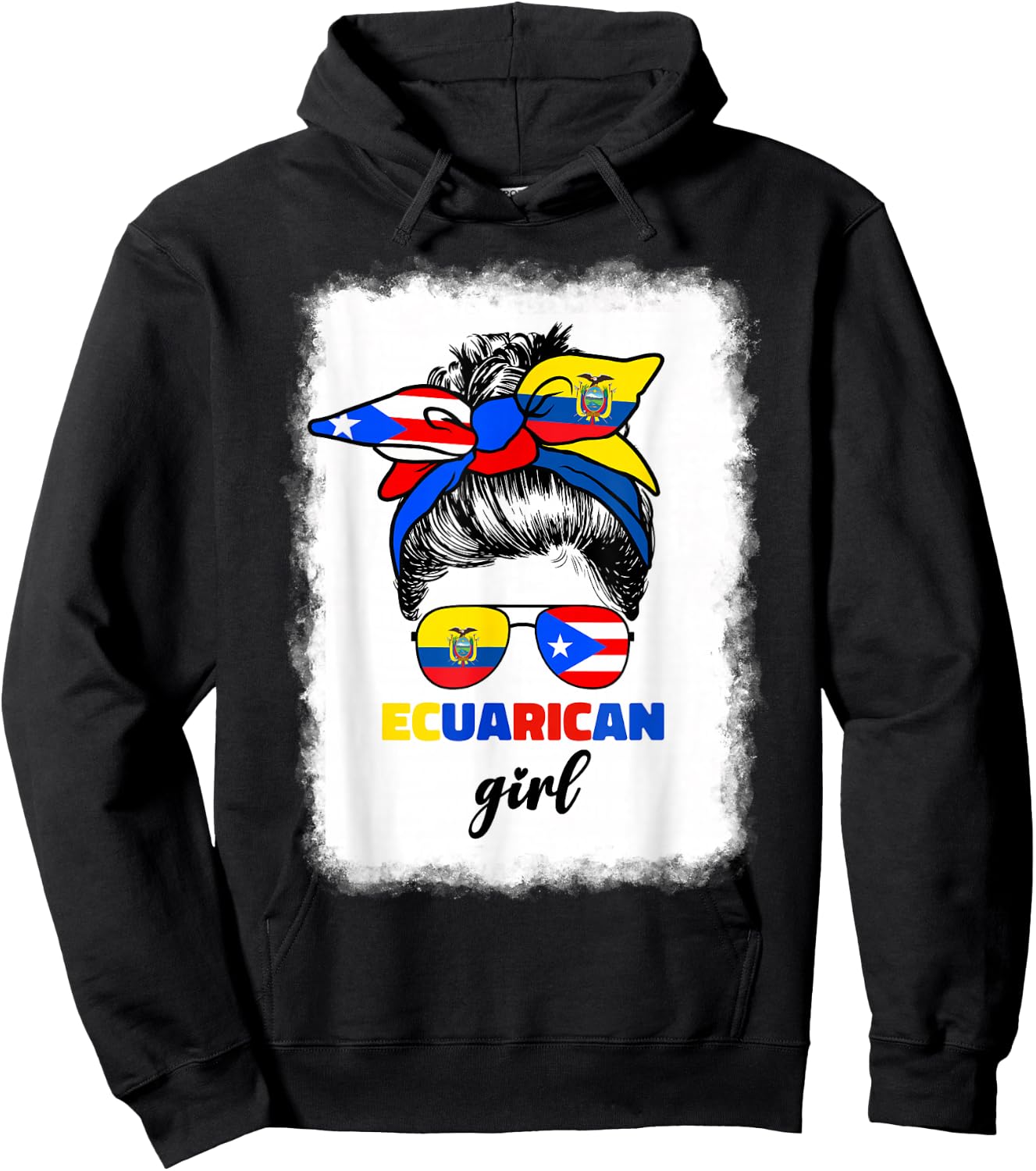 Half Ecuadorian And Puerto Rican Rico Ecuador Flag Girl Mix Hoodie - Hoodie | Black