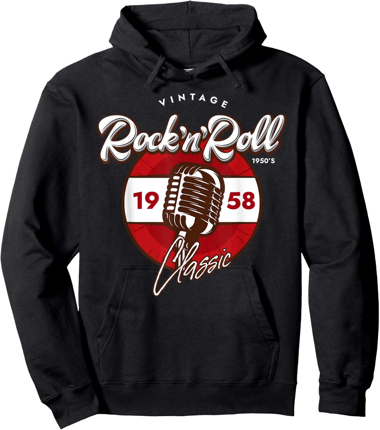 Vintage Rock And Roll 1950's Classic Microphone Songwriter Hoodie - Hoodie | Black