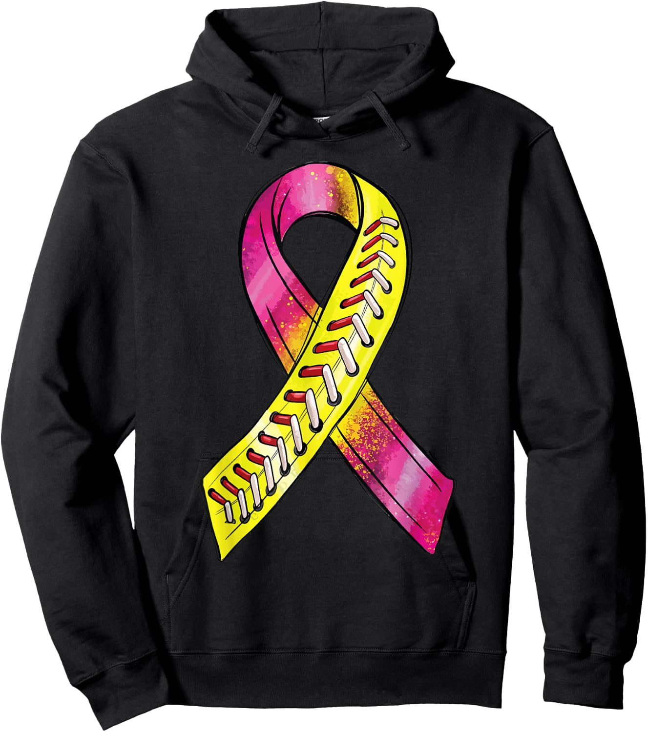 Strike Out Breast Cancer Awareness Day Pink Ribbon Softball Hoodie - Hoodie | Black
