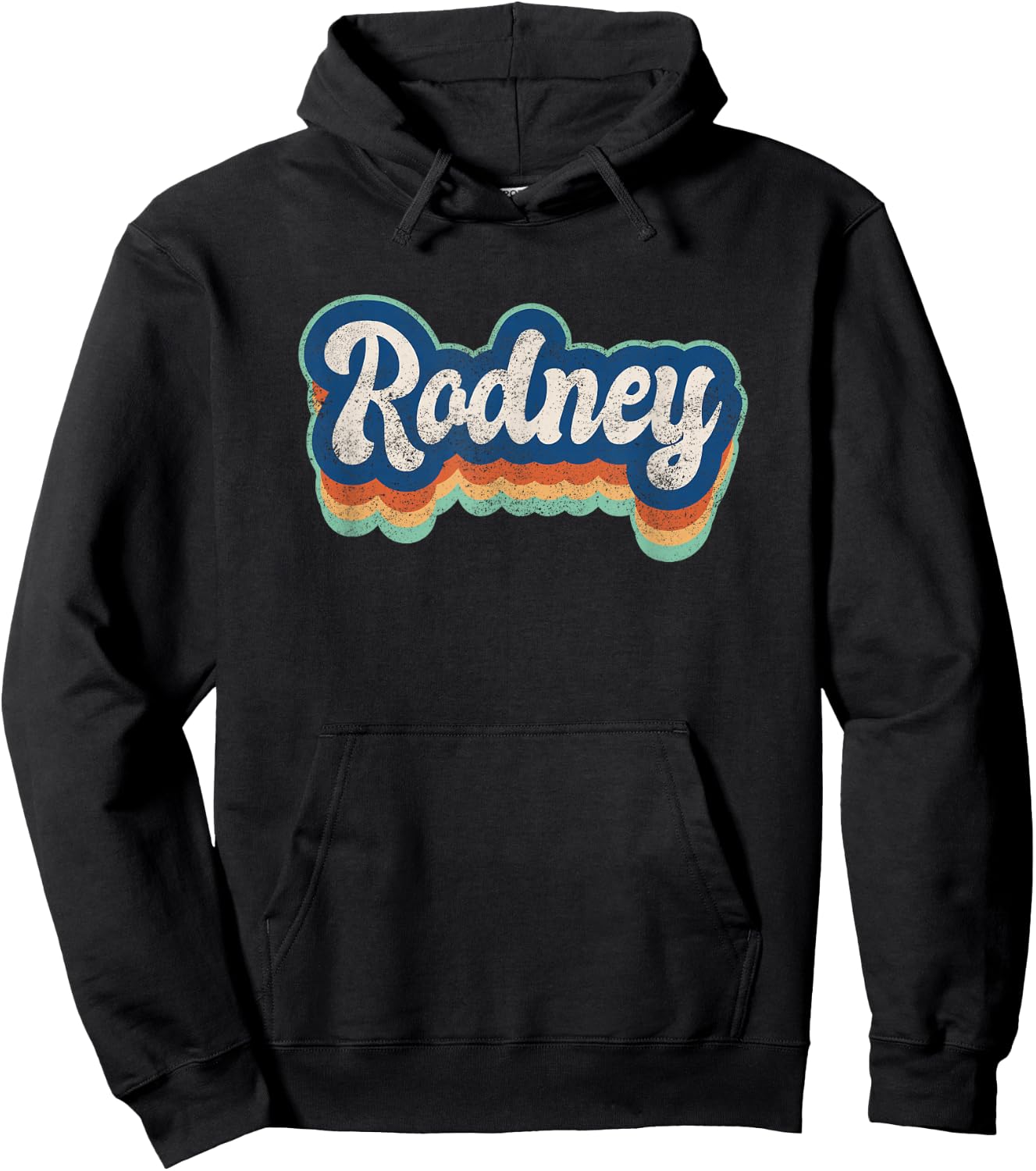 Rodney First Name Boy Vintage Style 70s 80s Personalized Hoodie - Hoodie | Black