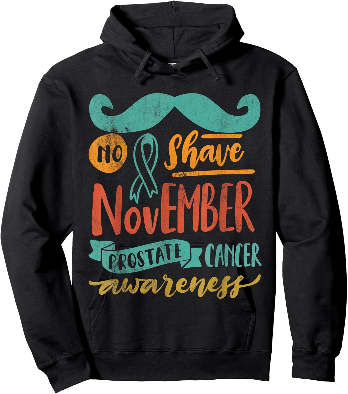 November No Shave Prostate Cancer Awareness Retro Vintage Hoodie - Hoodie | Black