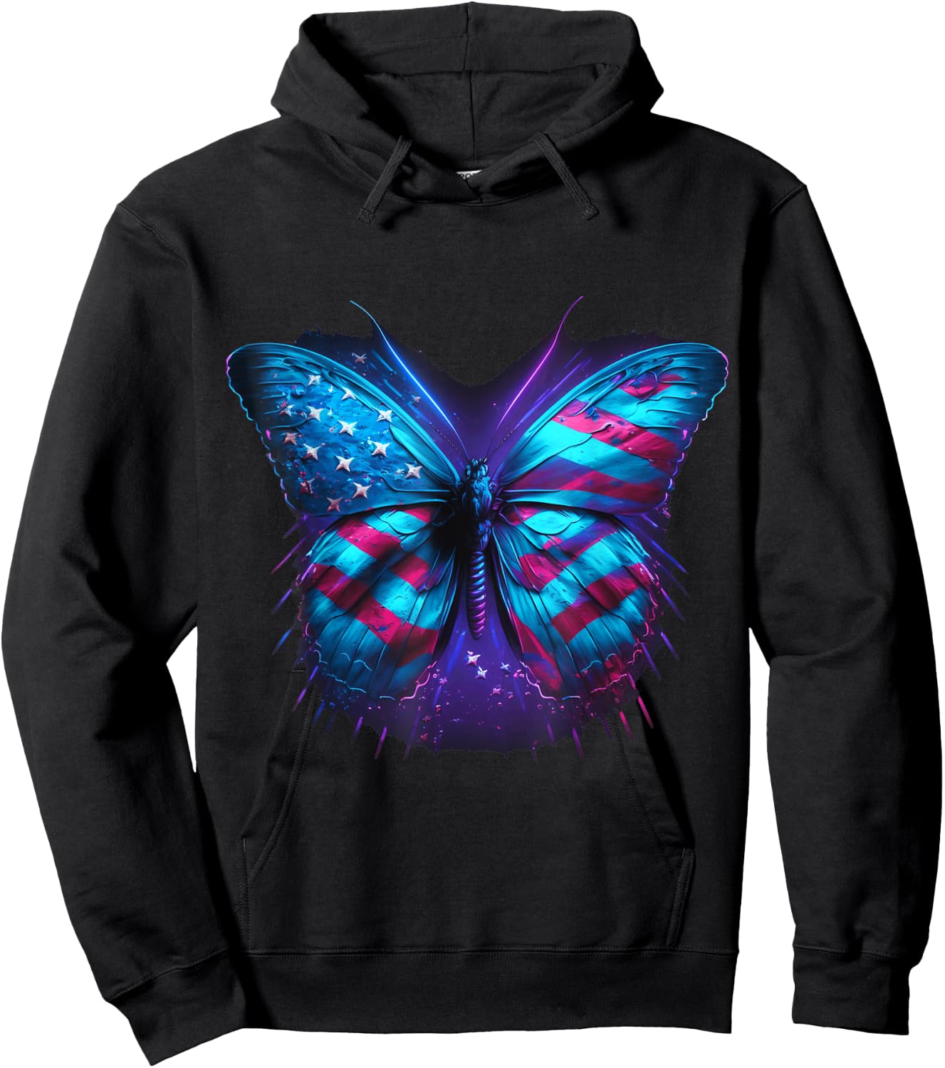 Butterfly USA Flag 4th Of July Funny American | Girl Women Hoodie - Hoodie | Black