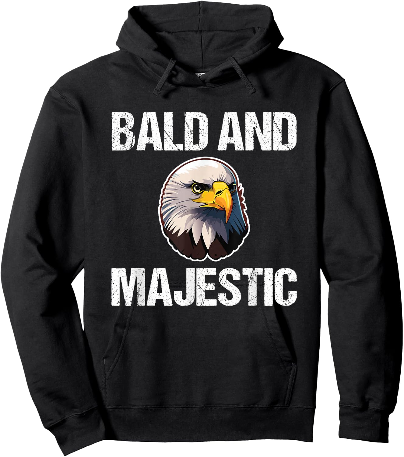 Bald & Majestic - Funny Bald Eagle Dad Husband Grandpa Bald Hoodie - Hoodie | Black