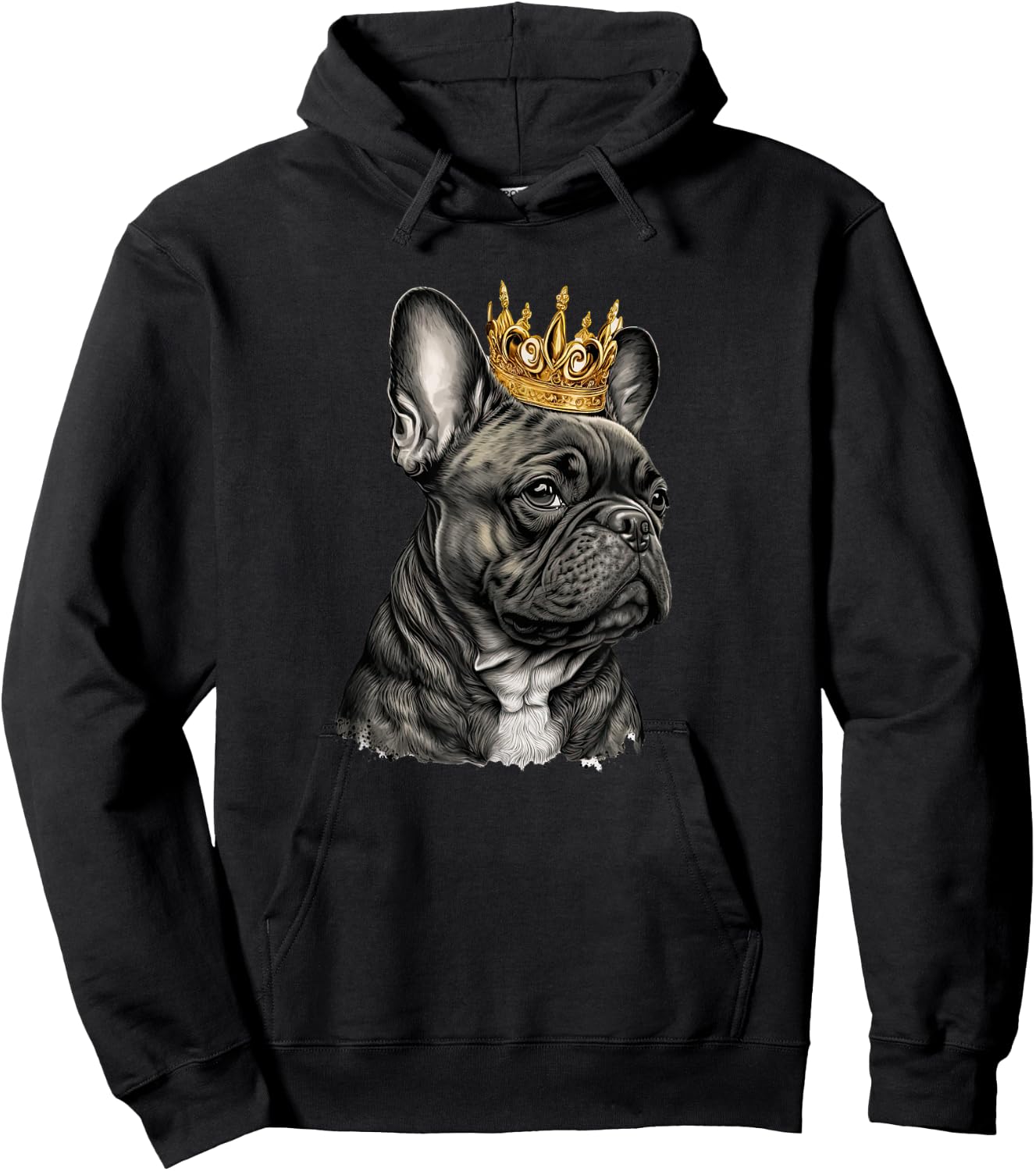 Funny French Bulldog Frenchie with a Golden Crown Hoodie - Hoodie | Black