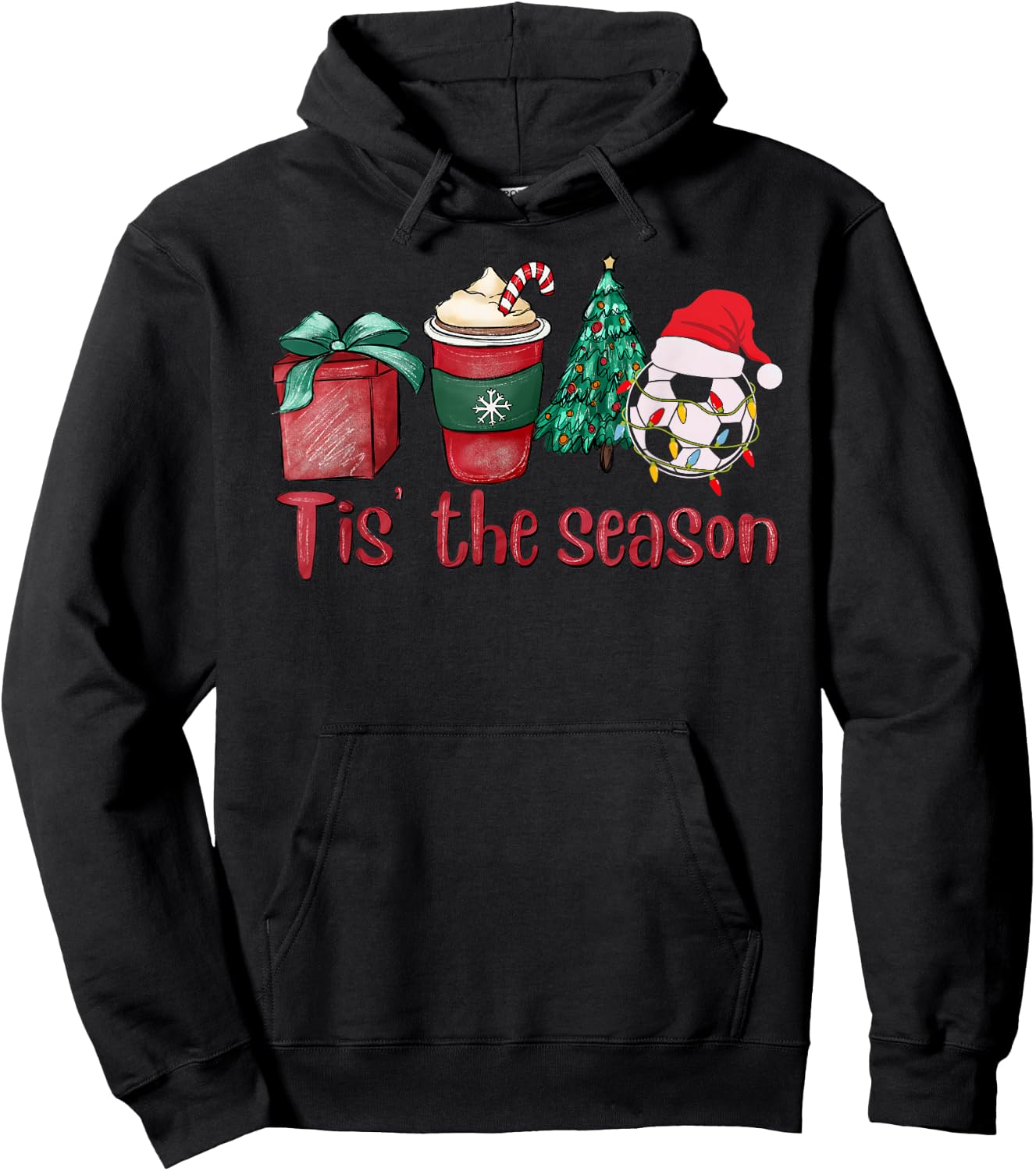Tis The Season Soccer Christmas Coffee Santa Claus Xmas Hoodie - Hoodie | Black
