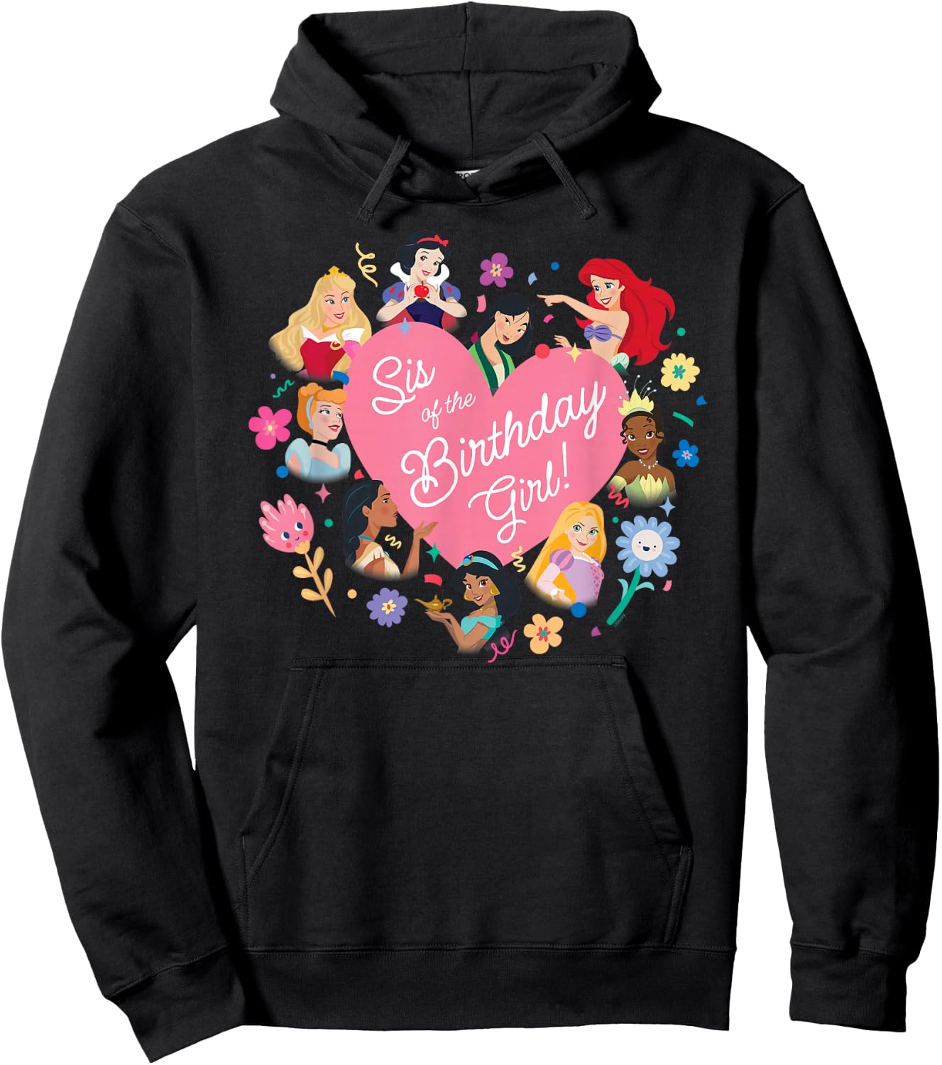 Disney Princess Family Heart Sis of The Birthday Girl Hoodie - Hoodie | Black