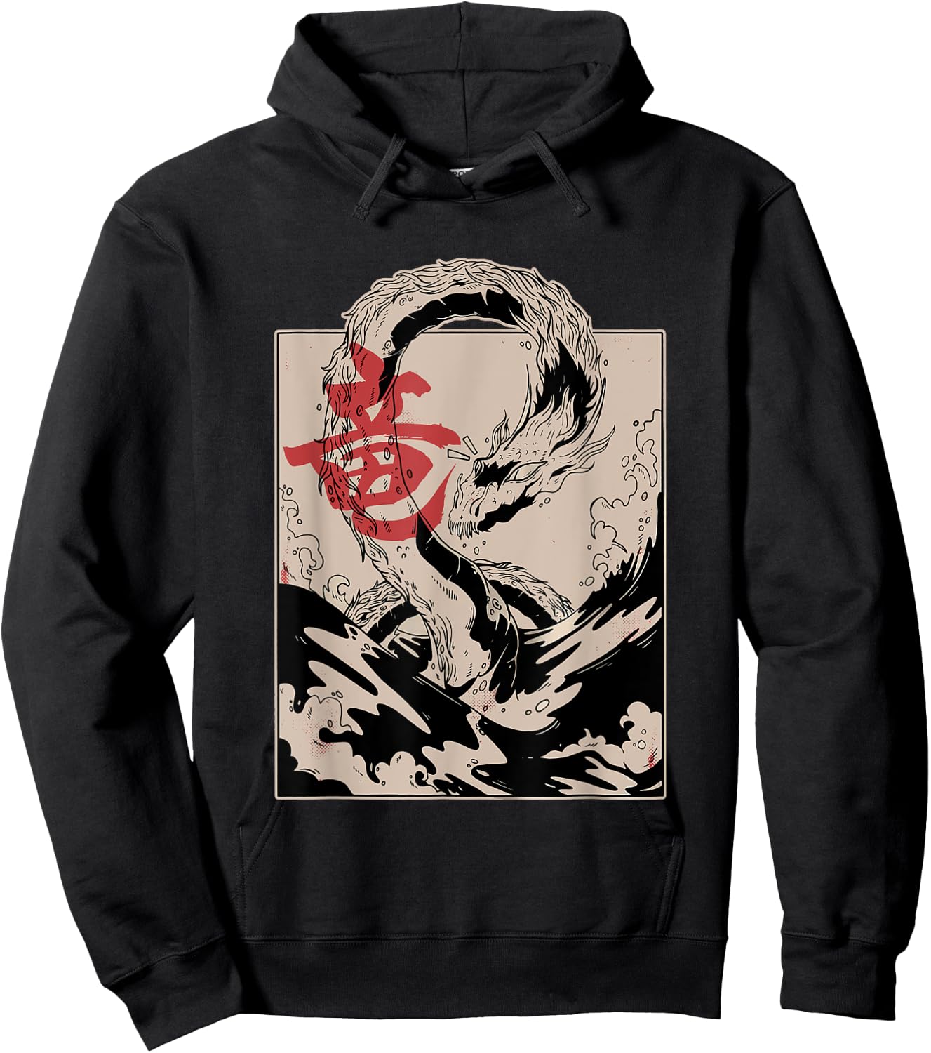 Vintage Japannese Dragon Hoodie - Hoodie | Black