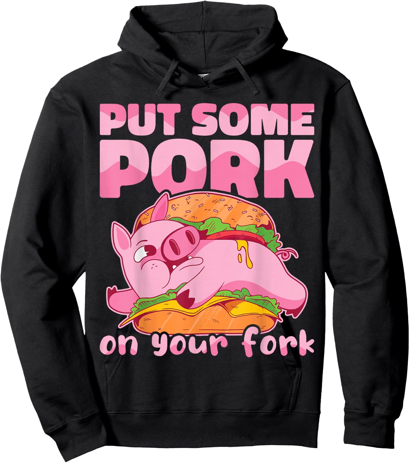 Put Some Pork On Your Fork BBQ Pig Roast Barbecue Hoodie - Hoodie | Black