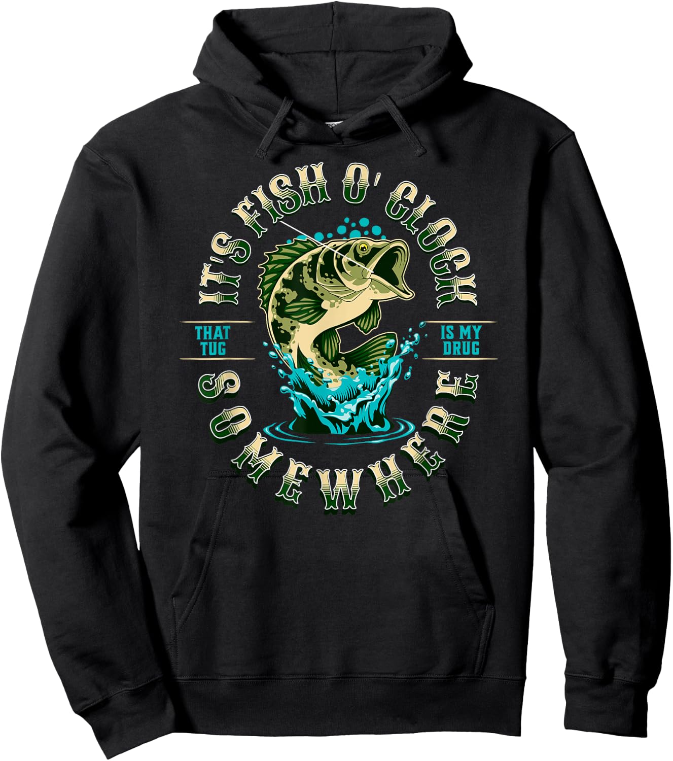 Cool Fishing Its Fish O Clock Somewhere Women Angler Hoodie - Hoodie | Black
