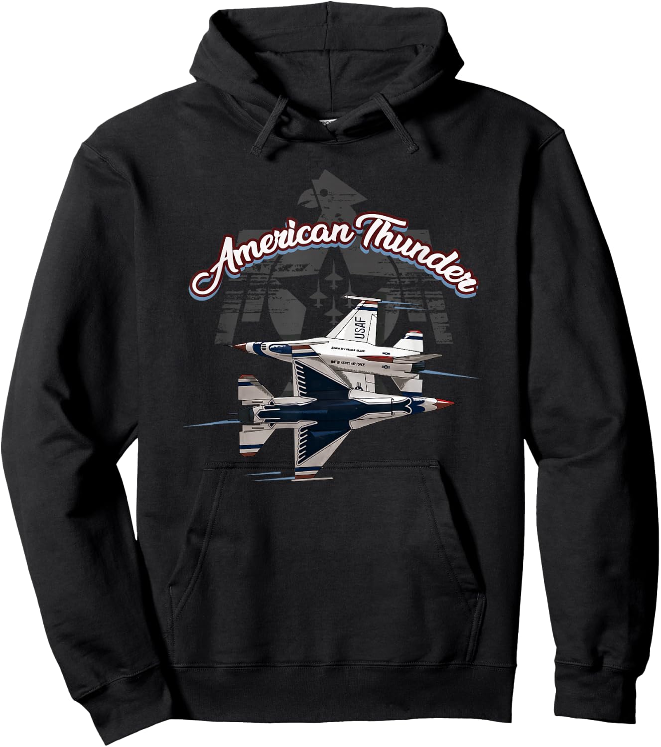 Vintage Military Aviation American Thunder Hoodie - Hoodie | Black