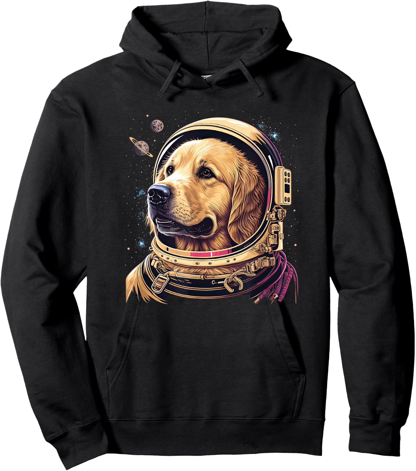 Funny Golden Retriever Astronaut in the space Hoodie - Hoodie | Black