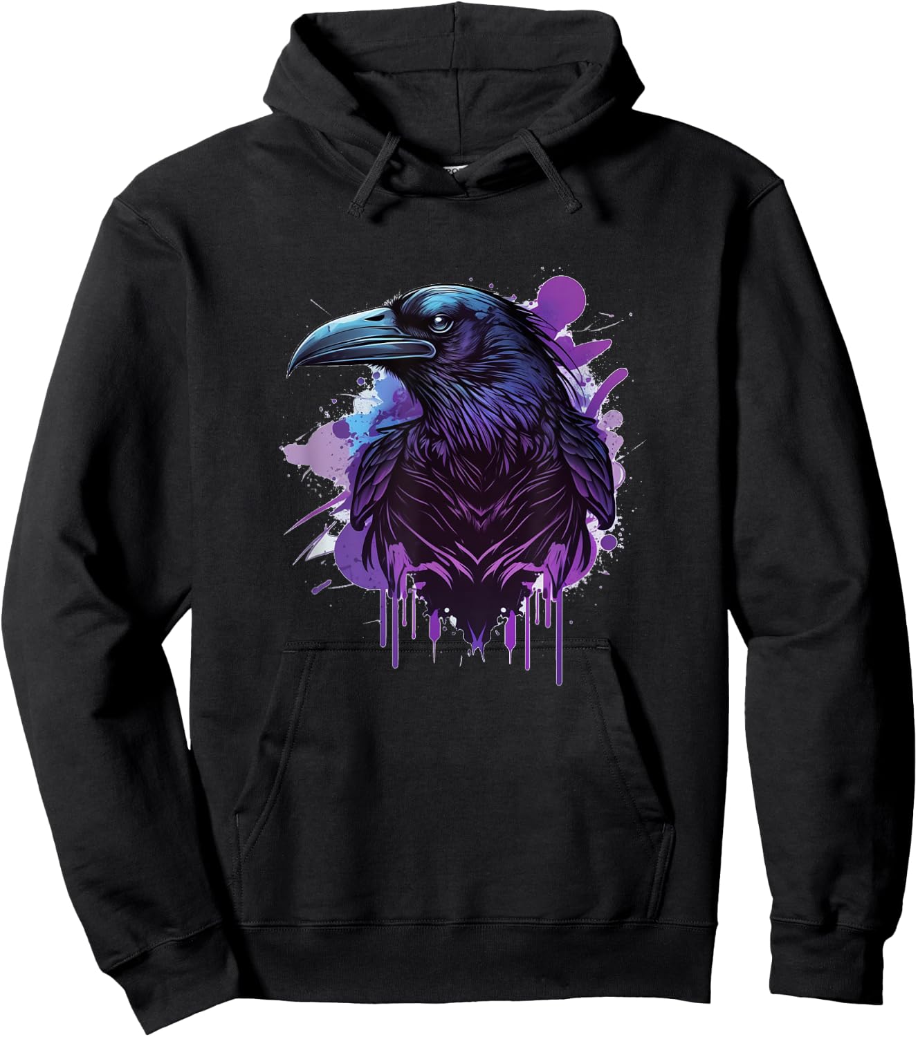 Raven Graphic Goth Black Crow Hoodie - Hoodie | Black
