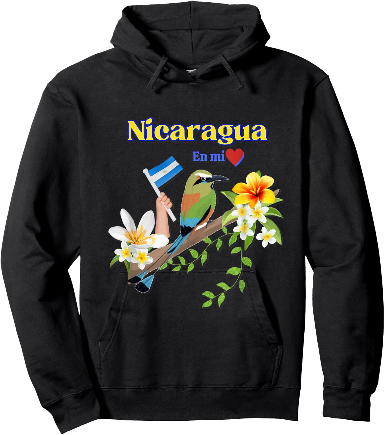 Nicaragua En Mi Corazon Patriotic Signs Hoodie - Hoodie | Black