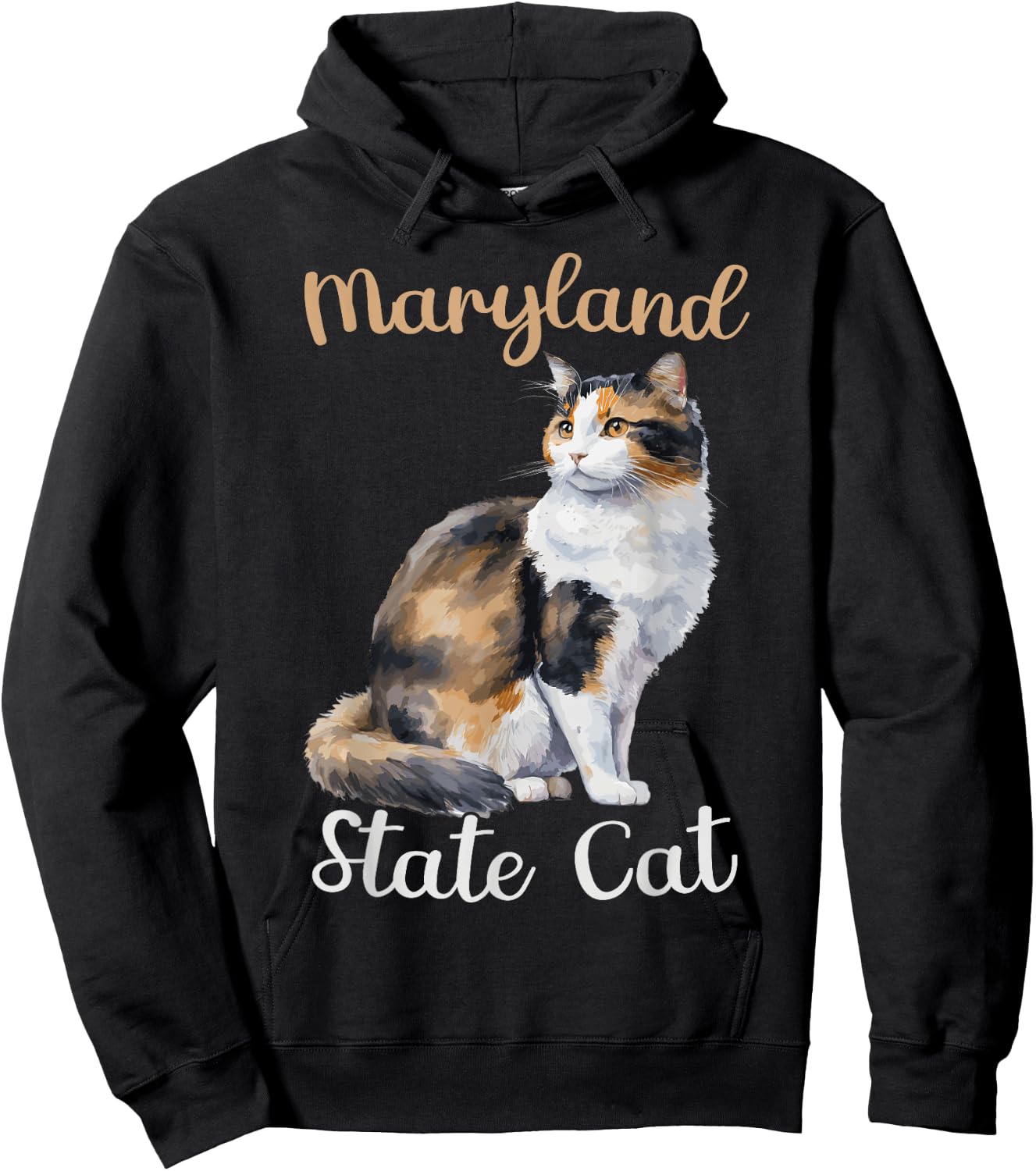 Caliby Tricolour Maryland State Cat Outfit Dilute Calico Cat Hoodie - Hoodie | Black