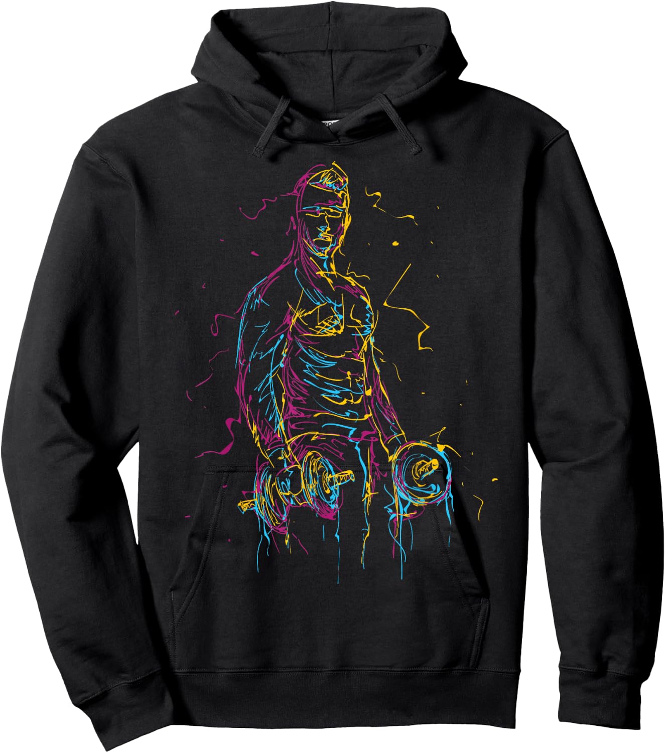 colorful Strongman Bodybuilding Gym Weightlifting workout Hoodie - Hoodie | Black