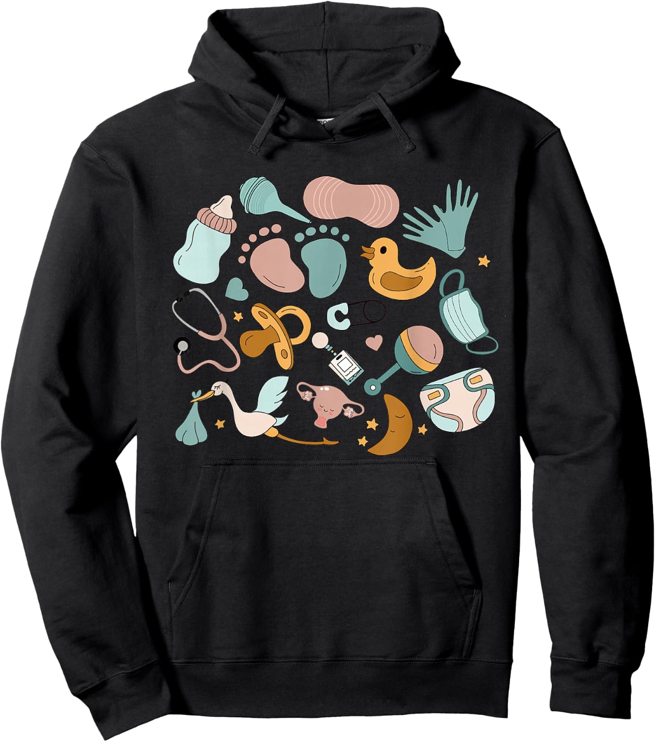 Women Retro Labor And Delivery Nurse Registered Nurse Hoodie - Hoodie | Black