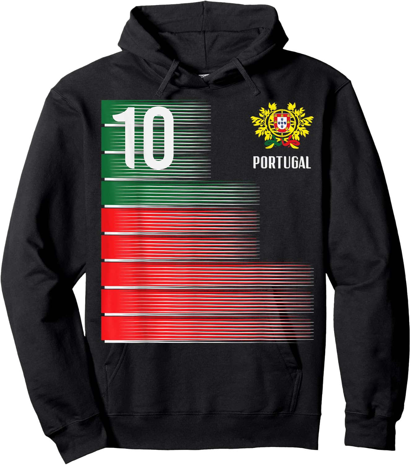 Portugal Number 10 Portuguese Soccer Fan Men Women Kids Boys Hoodie - Hoodie | Black