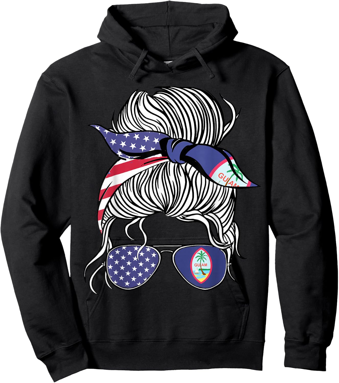 Guamanian American Patriot Grown Proud Women Girl Flag Hoodie - Hoodie | Black