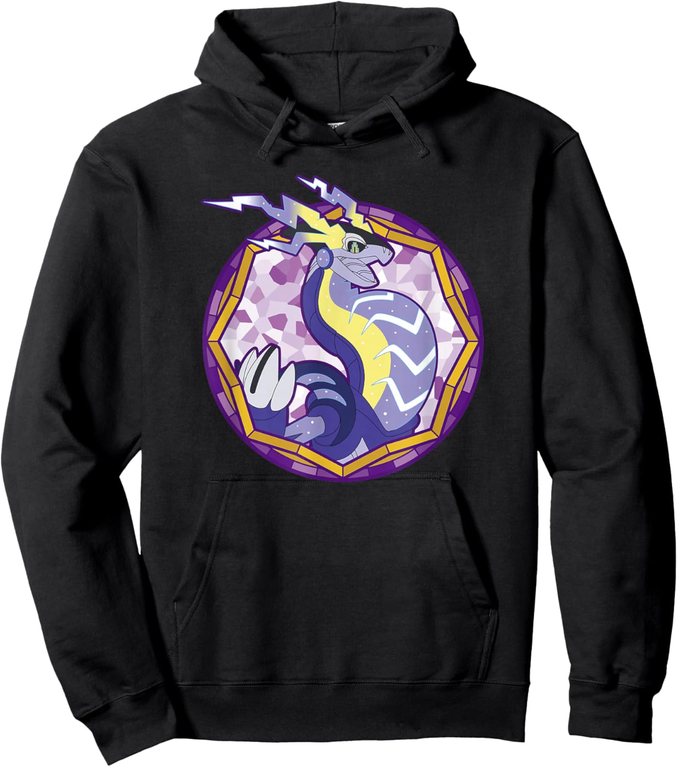 Pokémon Miraidon Legendary Paradox Violet Stained Glass Logo Hoodie - Hoodie | Black