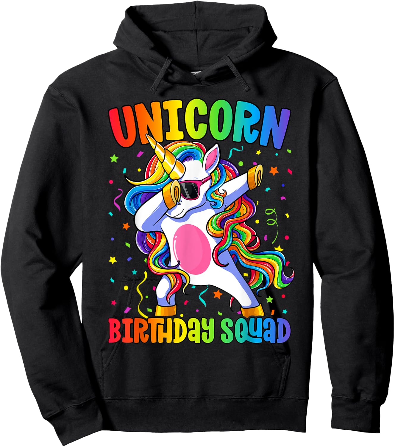 Birthday Squad Shirt Kids Dabbing Unicorn Birthday Hoodie - Hoodie | Black