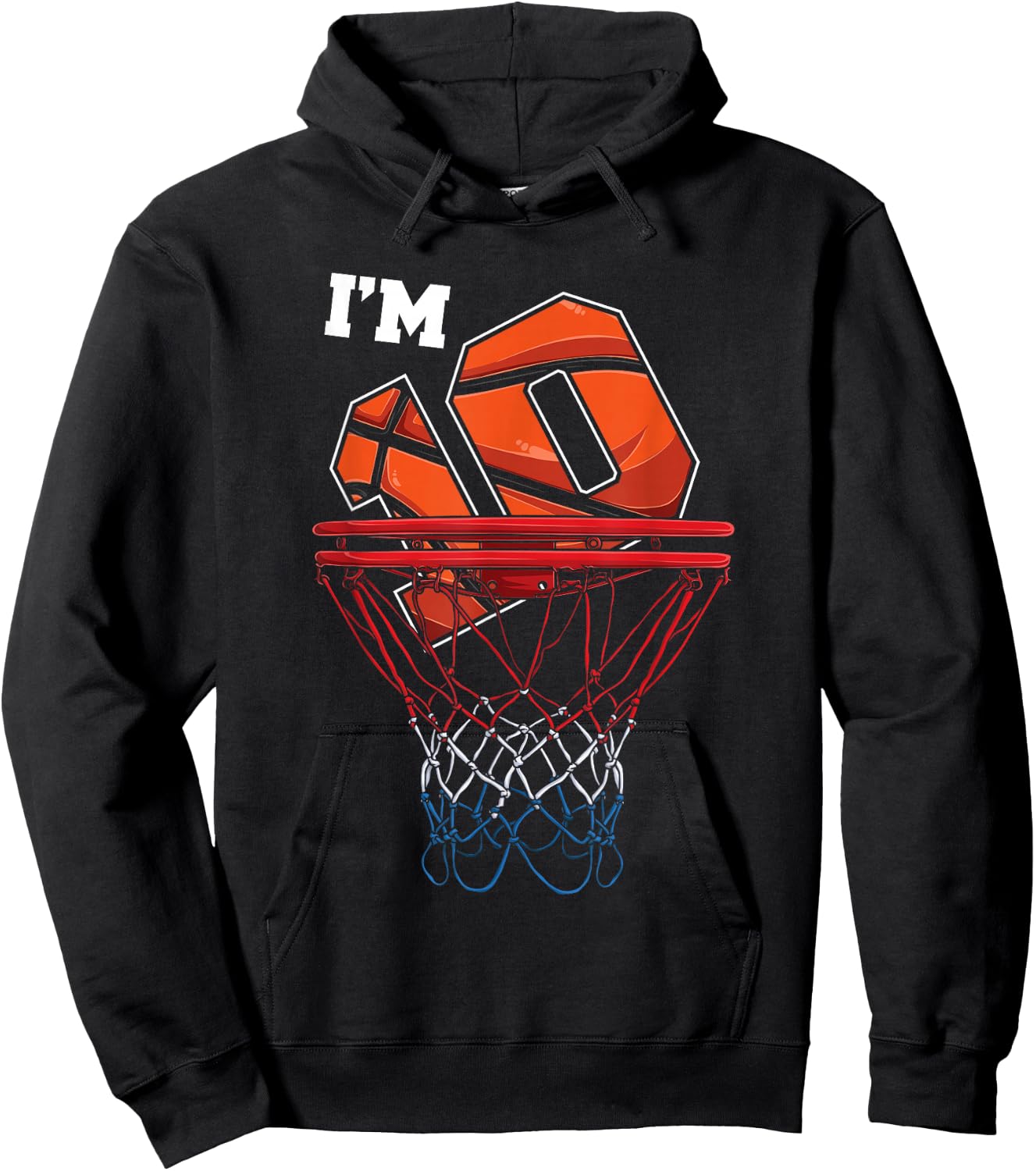 I'm 10 Years Old Basketball Net Ball Game Gift Birthday Gift Hoodie - Hoodie | Black