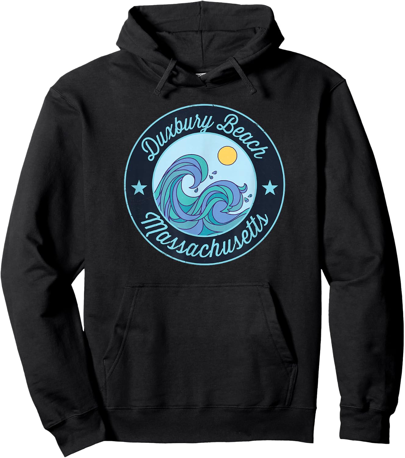 Duxbury Beach MA Massachusetts Souvenir Nautical Surfer Grap Hoodie - Hoodie | Black