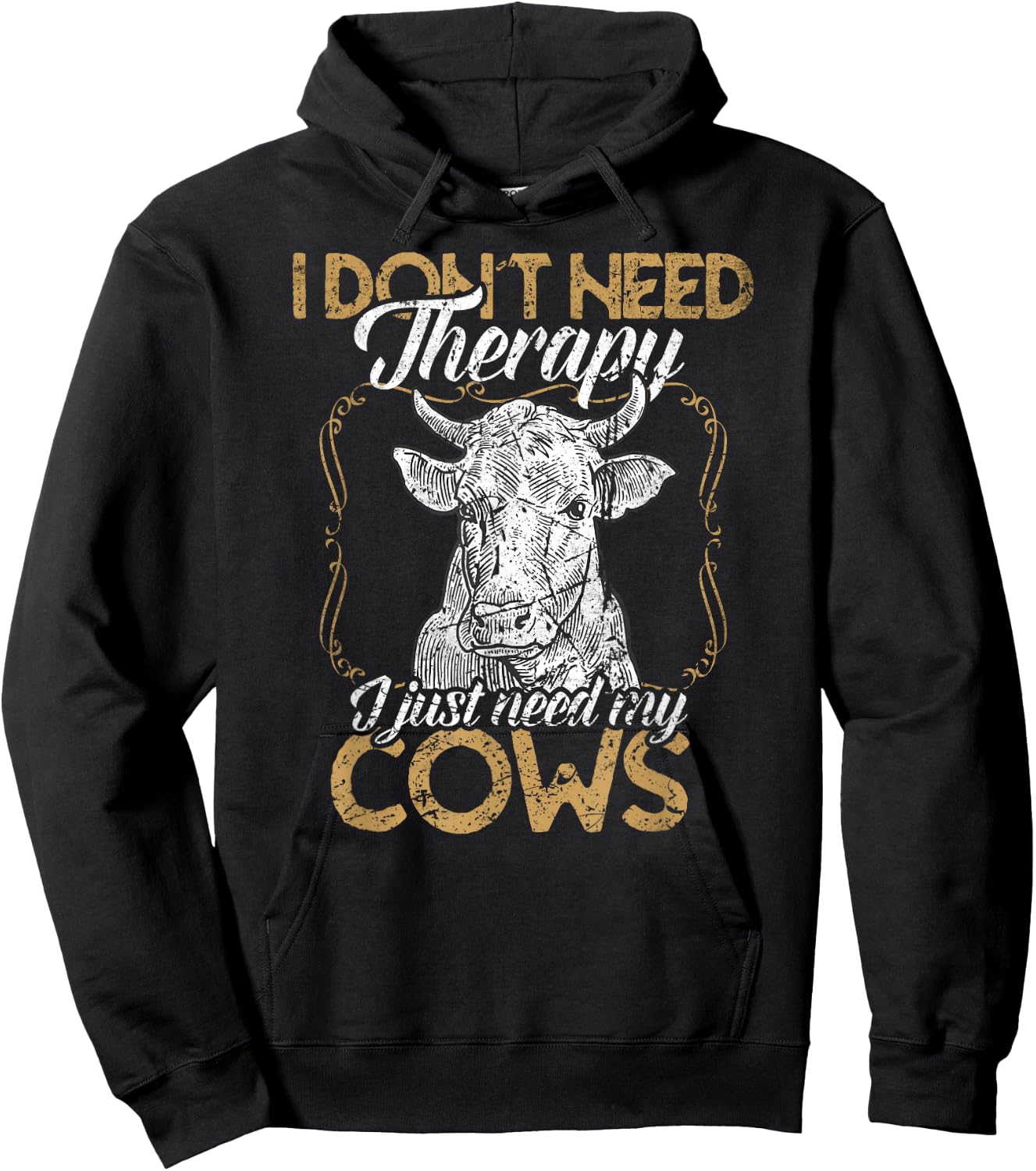 I don't need therapy just my cows cow farmer Hoodie - Hoodie | Black
