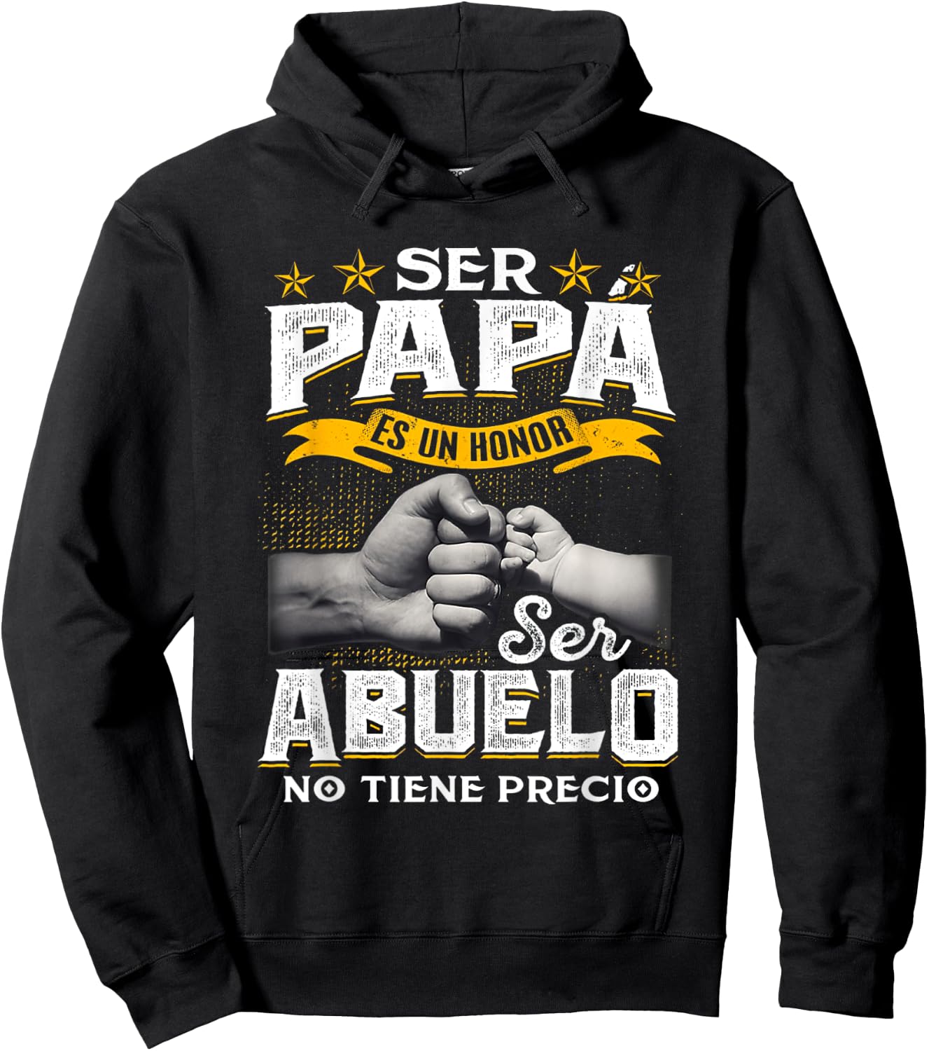 Ser Papa Es Un Honor Ser Abuelo No Tiene Precio Black Cotton 60% Polyester 40% Classic Fit Short Sleeve Collarless Hoodie - Hoodie | Black