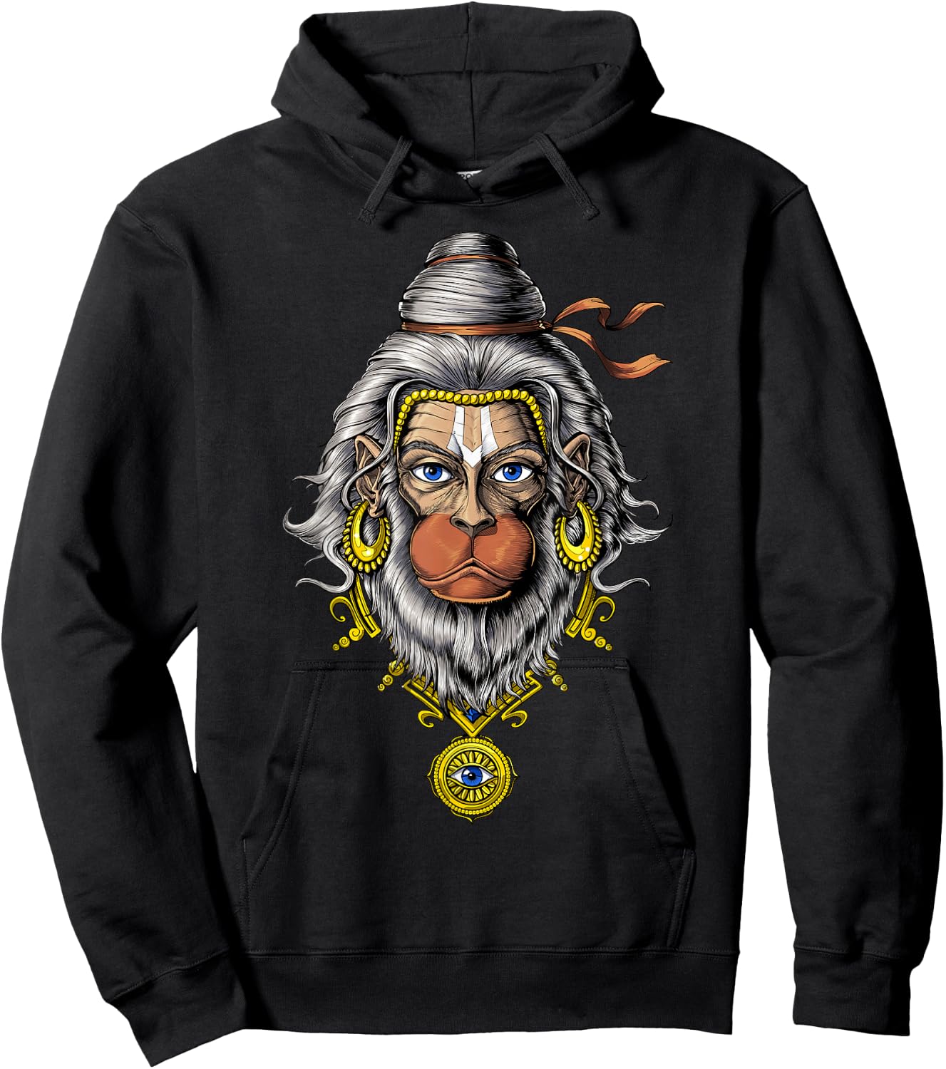 Hanuman Hindu God Hinduism Monkey Zen Yoga Spiritual Hoodie - Hoodie | Black
