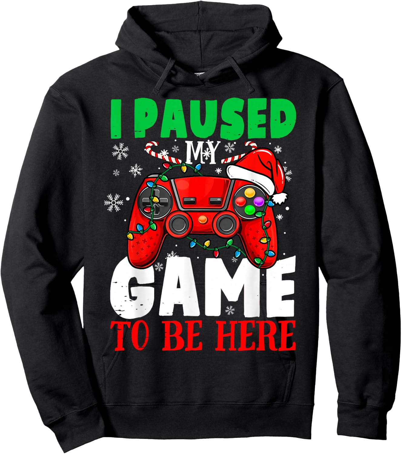 I Paused My Game To Be Here Christmas Holiday Gamer Kid Boys Hoodie - Hoodie | Black