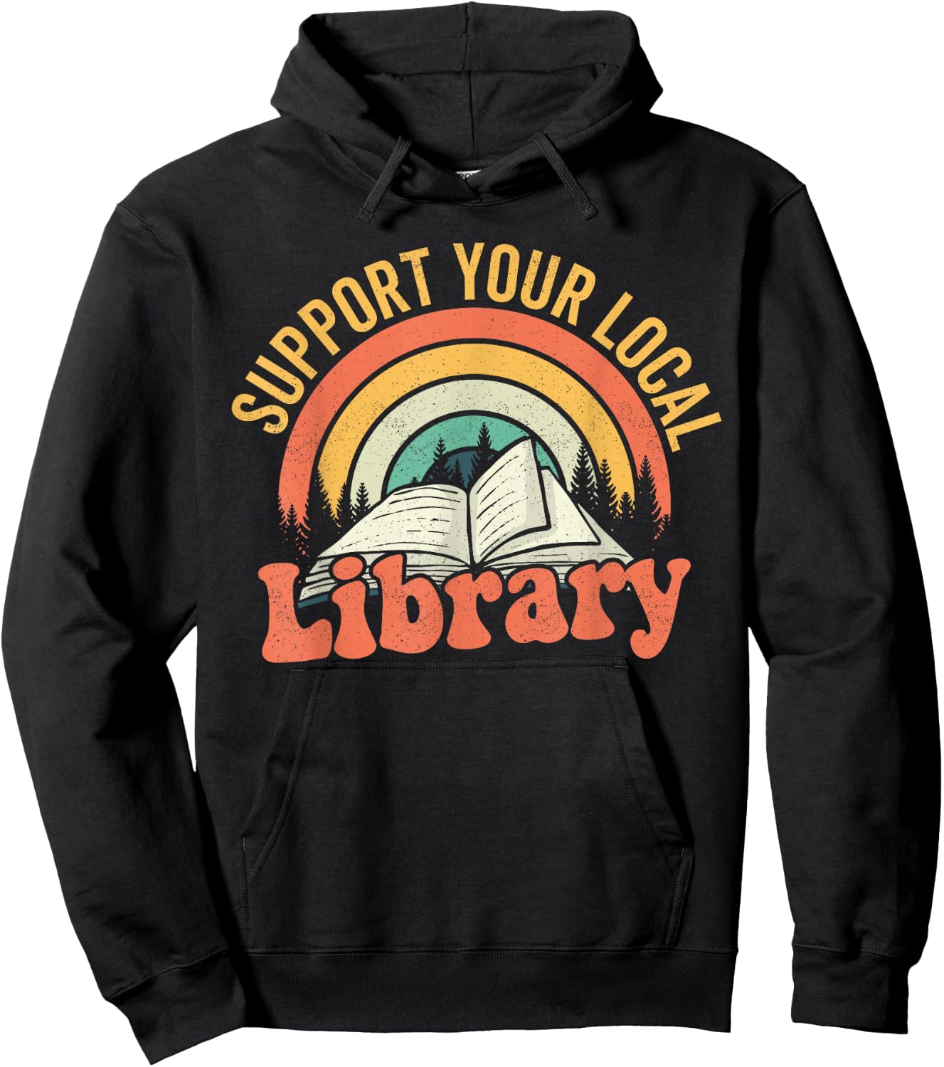 Retro Support Your Local Library Books Lover Book Reader Hoodie - Hoodie | Black