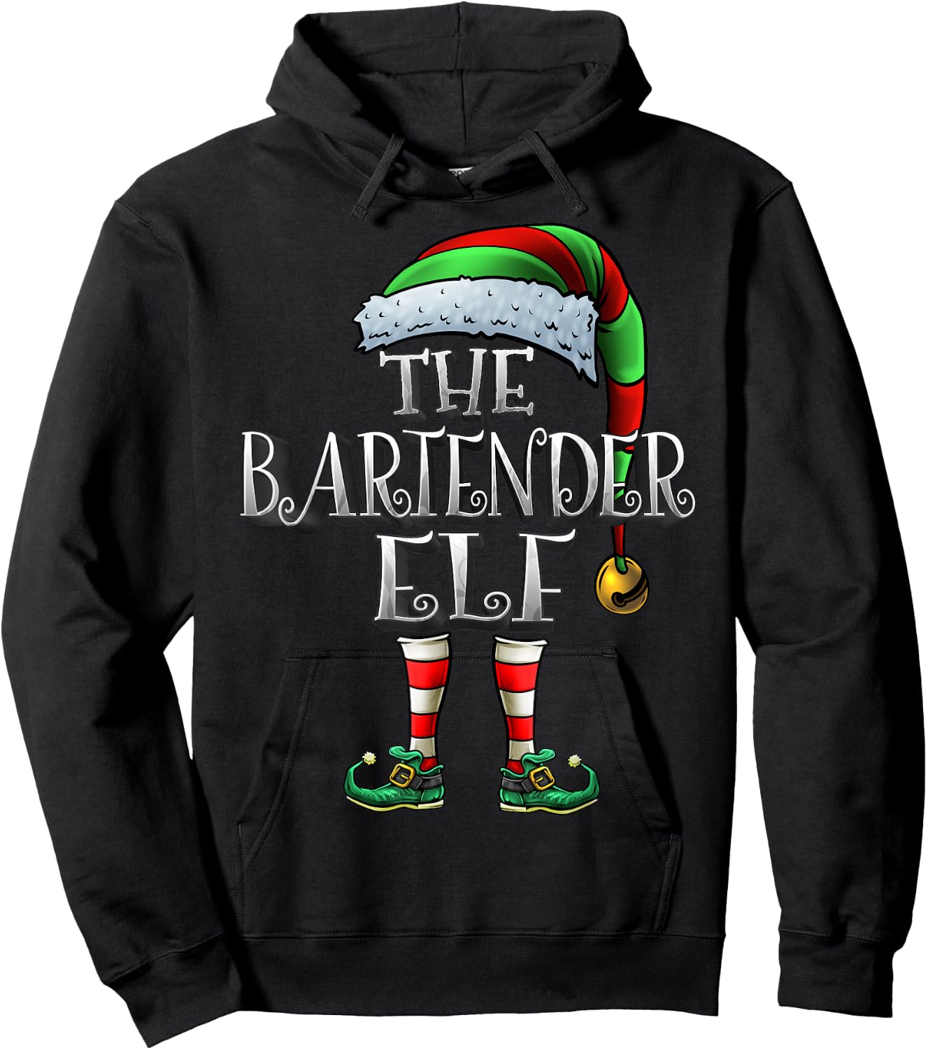 Bartender Elf Shirt Matching Family Bartender Christmas Elf Hoodie - Hoodie | Black
