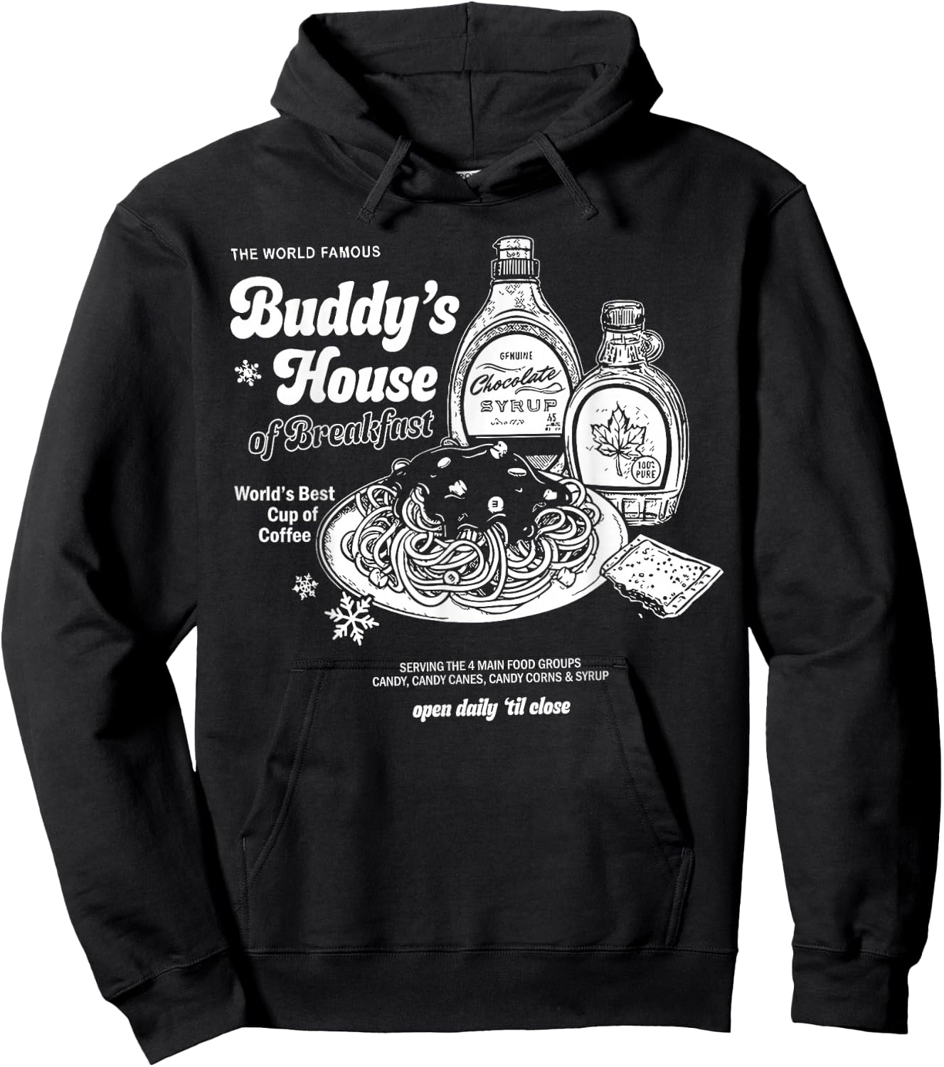 Buddys House of Breakfast Funny Cute Christmas Fitness Gym Hoodie - Hoodie | Black